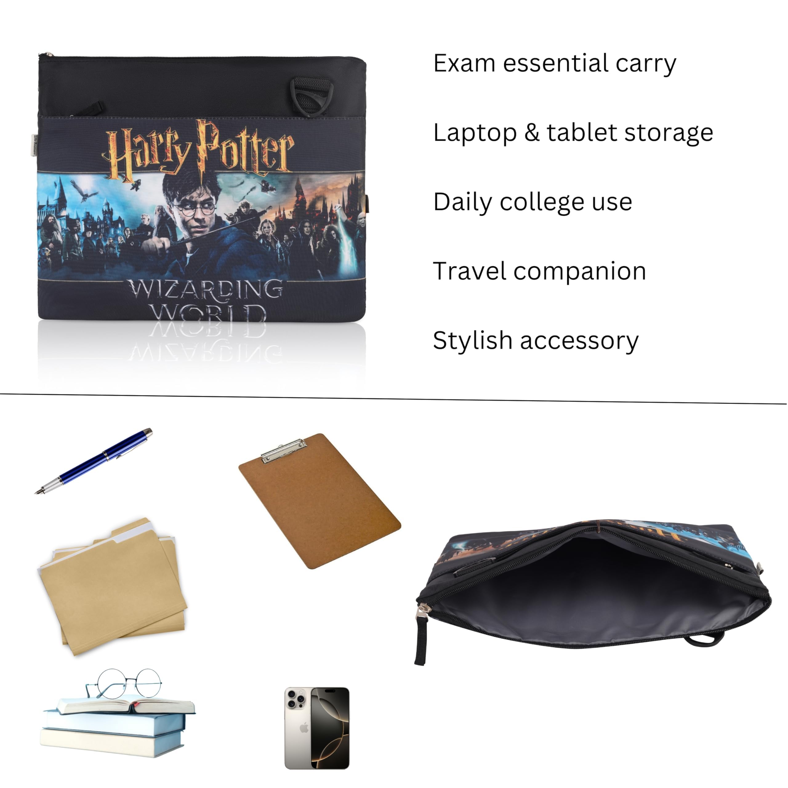 Echo Boomers Harry Potter Themed Design Exam & Activity Sling Bag | 3 Compartments | Cushioned & Detachable Strap | Ideal for Outdoor Travel