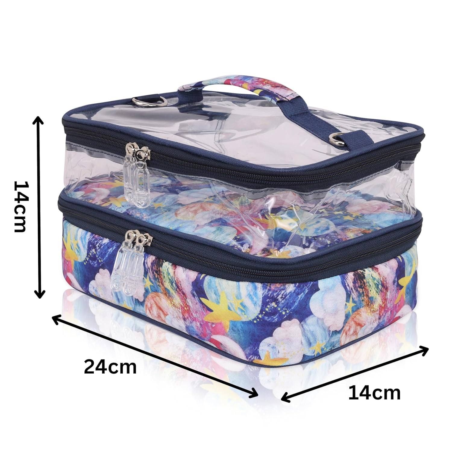 Echo Boomers Clouds Print Large Double-Decker Insulated Lunch Bag with Multi-Zipper Pockets