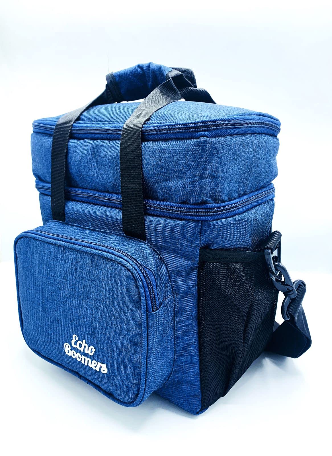 Echo Boomers Blue Colour Large Insulated Double Lunch Bag for Men, Women and Teens, Tiffin Bag for Work | Office | Picnic | School | Lightweight & Leakproof Lunch Box with Shoulder Strap