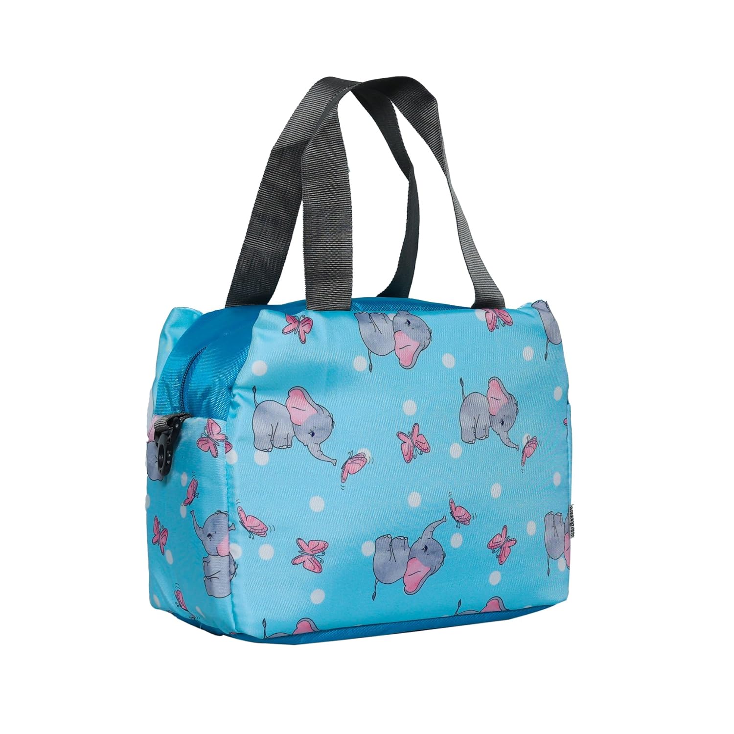 Echo Boomers Elephant Printed Double Layer Insulated Tiffin Lunch Bag with Multi Zipper Pockets