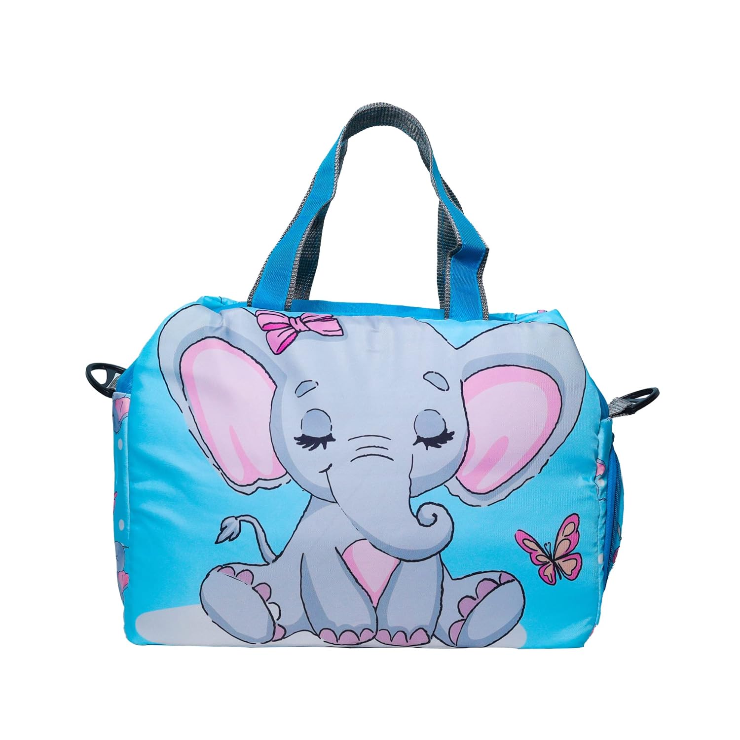 Echo Boomers Blue Elephant Printed Travel Duffle Bag | Multipurpose Sling Bag with Separate Shoe & Laundry Compartment | Perfect for Kids, Men & Women | Lightweight, Durable & Stylish Travel Companion