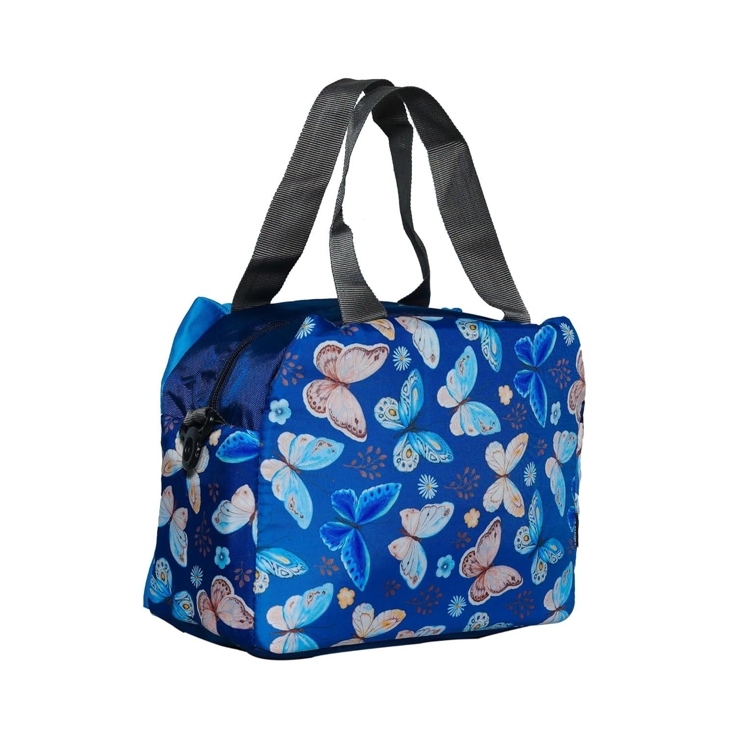 Echo Boomers Butterfly Printed Double Layer Insulated Tiffin Lunch Bag with Multi Zipper Pockets