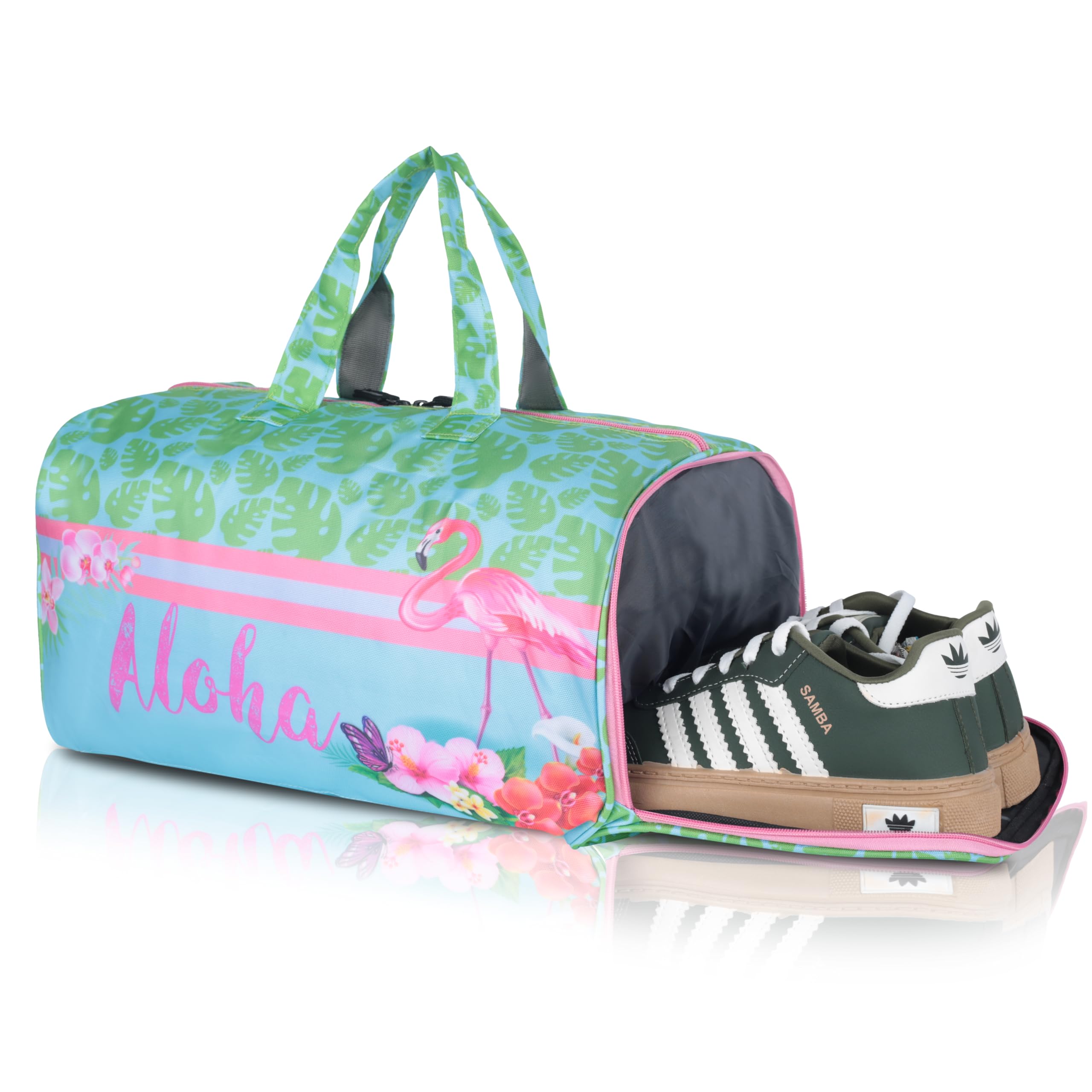 Echo Boomers Square Aloha Print Duffle Bag – Stylish Travel & Gym Bag with Shoe Compartment