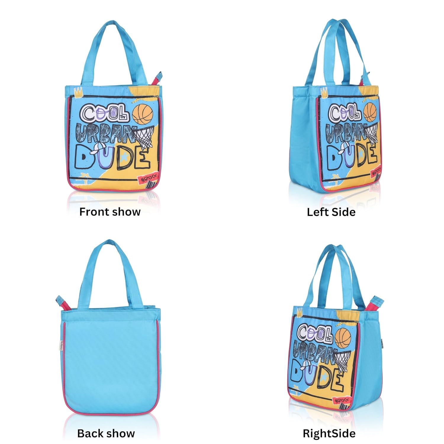 Echo Boomers Blue Cool Printed Lunch Bag- Insulated, Spacious & Stylish for School, Work, or Outings