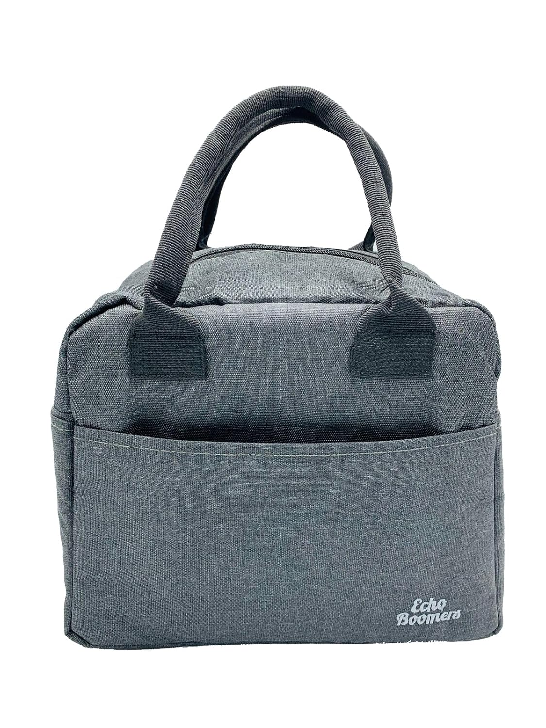 Echo Boomers Grey Colour Solid Textured Insulated Tiffin Lunch Bag with Multi Zipper Pockets