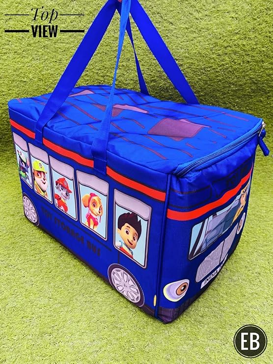 ECHO BOOMERS Paw Patrol Print Toy Storage Box -Foldable Laundry Basket with Lid & Handles | Multipurpose Clothes Storage Basket & Toy Organizer | Durable Laundry Hamper for Clothes & Toys