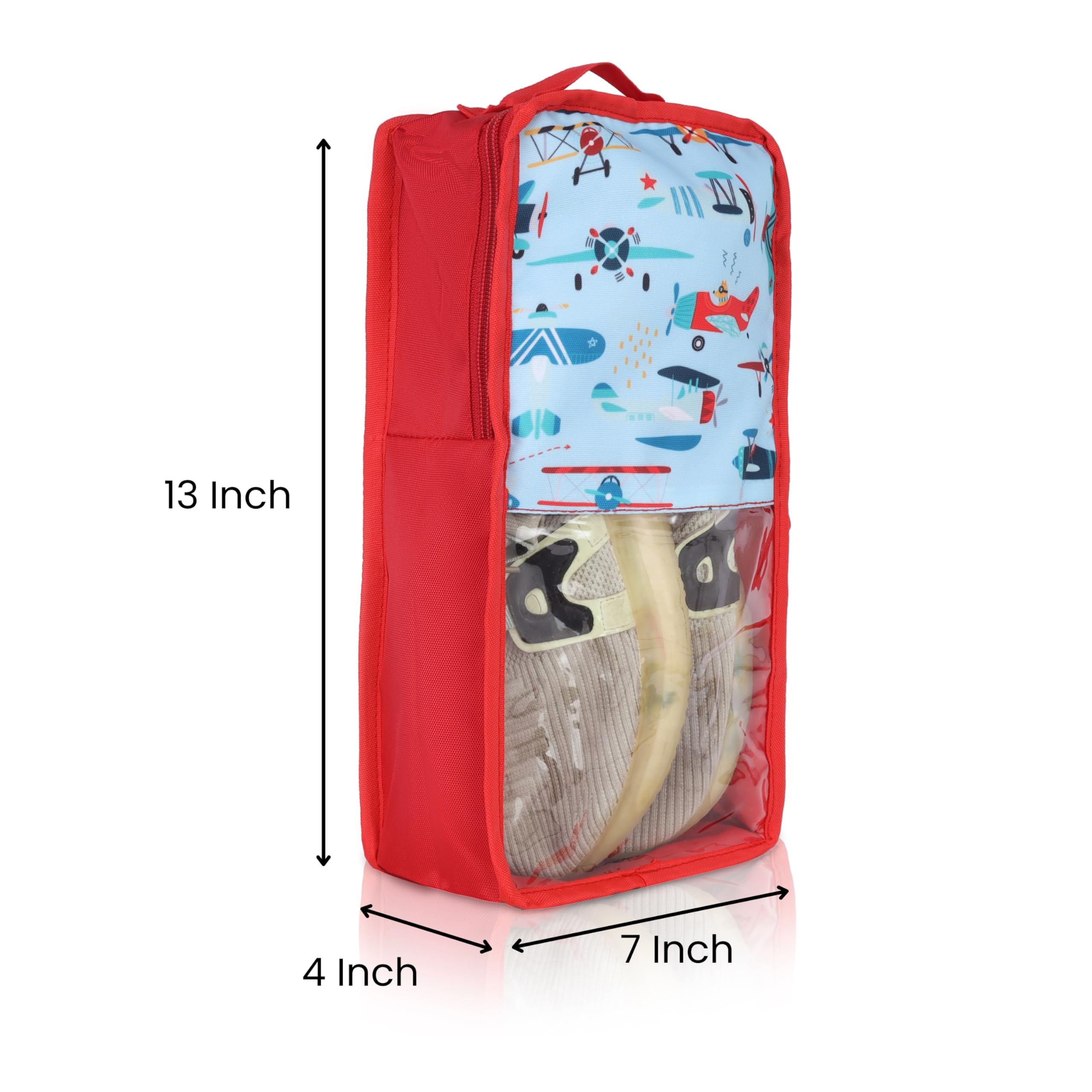 Echo Boomers Time to Fly 4-Piece Travel Organizer Set | Travel accessories - Red and Sky Blue Packing Cubes with Rocket and Airplane Print
