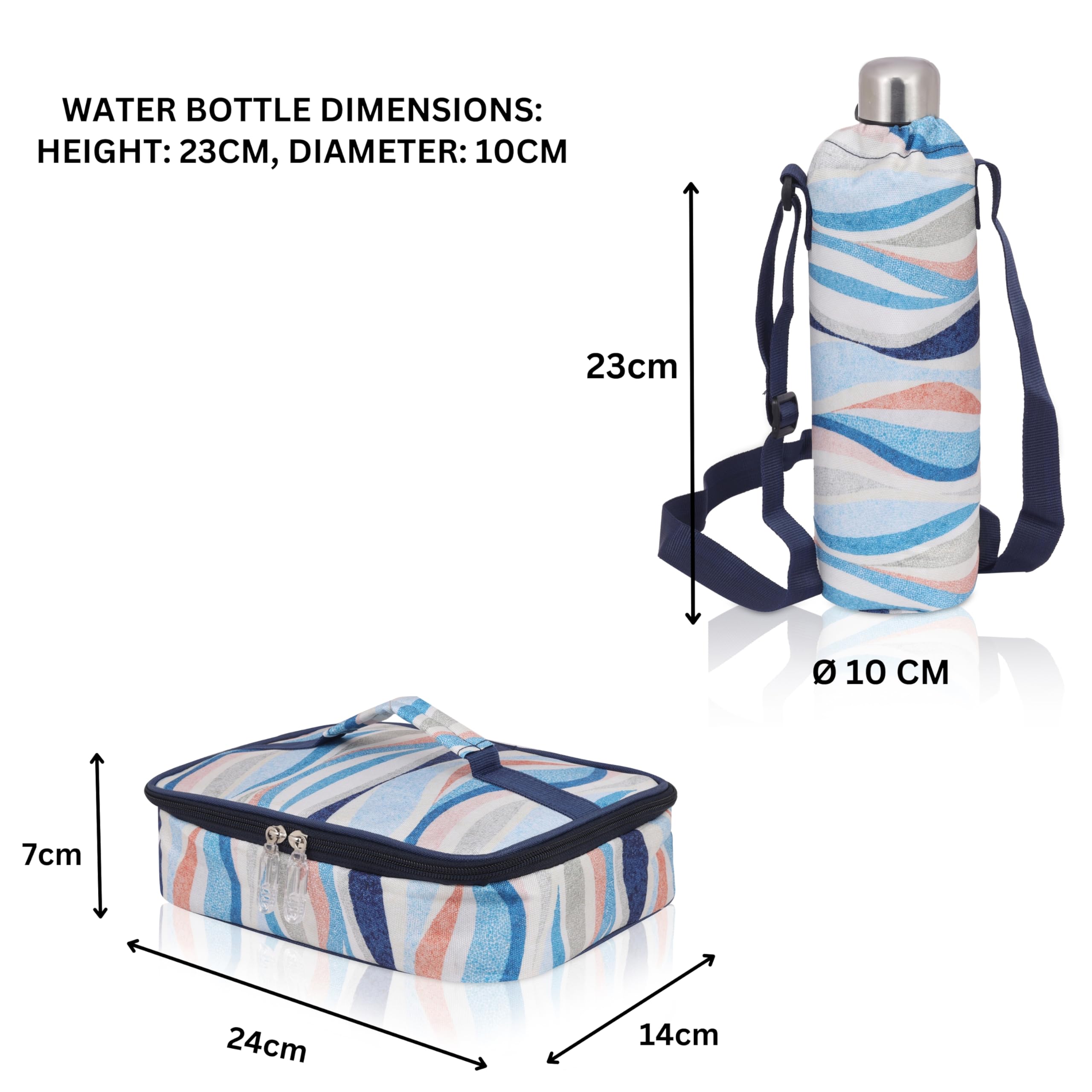 Echo Boomers Emoji Design Small Insulated Lunch Bag with Mesh Compartment & Water Bottle - Pink
