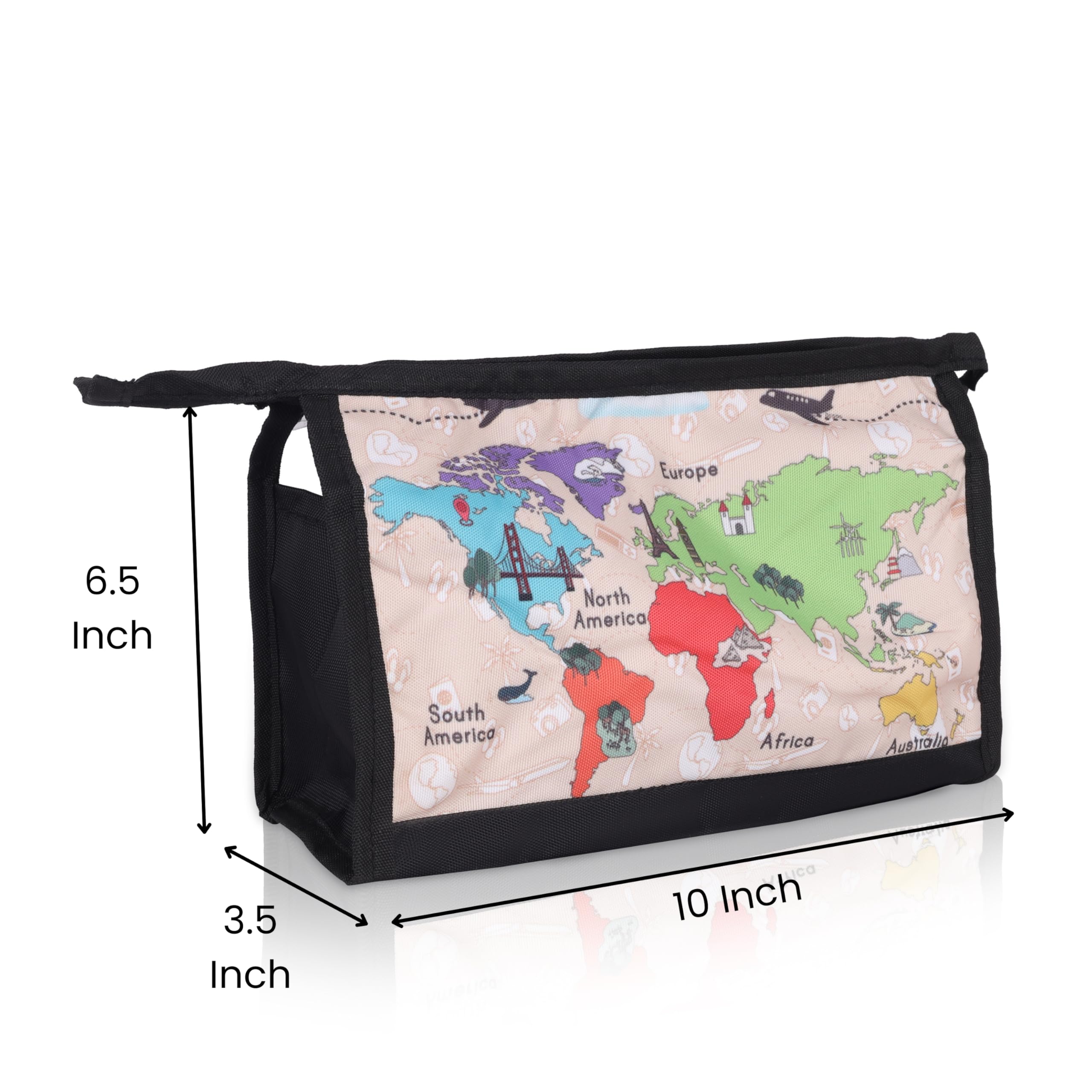 Echo Boomers Wanderlust 4-Piece Travel Organizer Set | Travel accessories - Red and Sky Blue Packing Cubes with Global Travel Print
