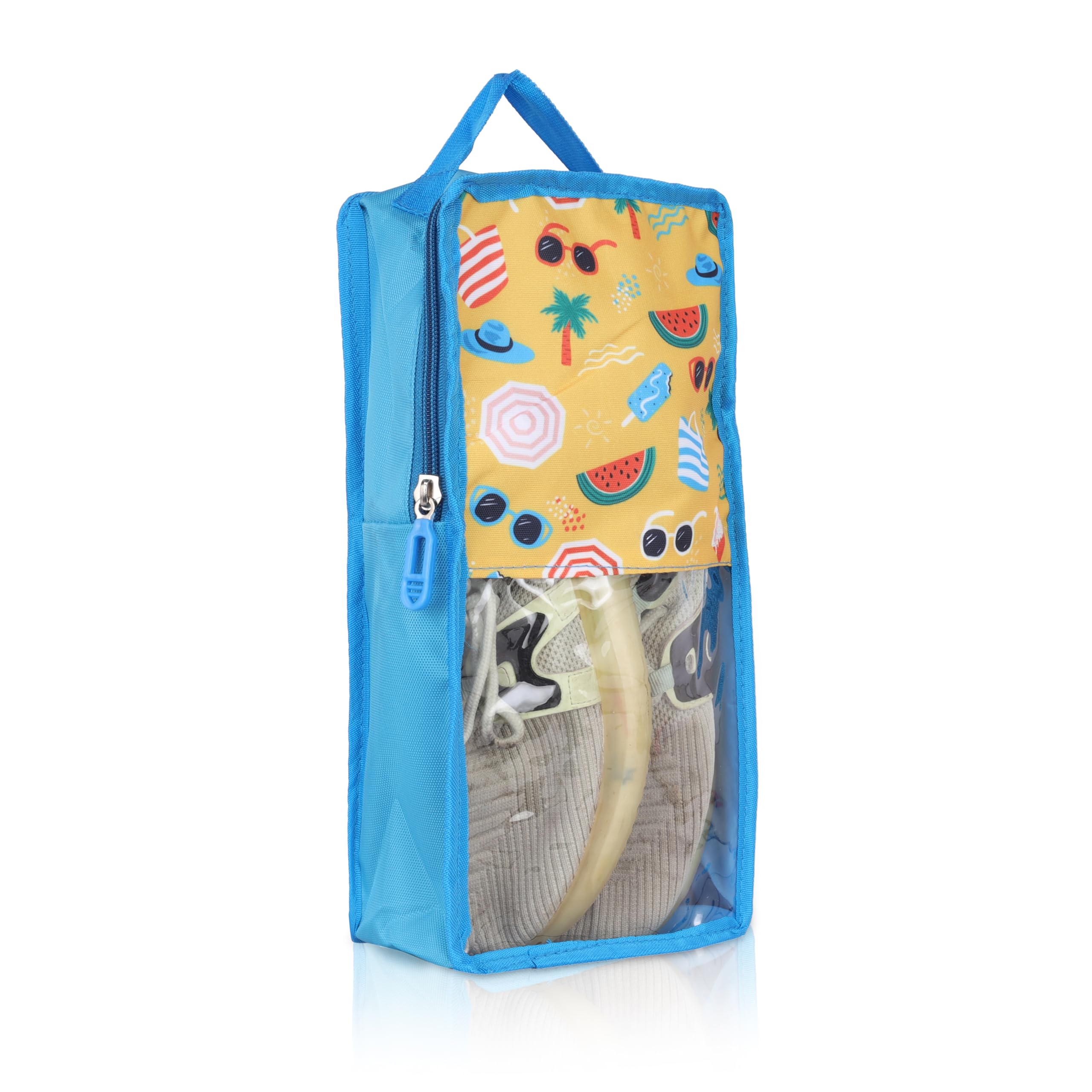 Echo Boomers Beach Vibes 4-Piece Travel Organizer Set | Travel accessories - Red and Sky Blue Packing Cubes with Beach Print