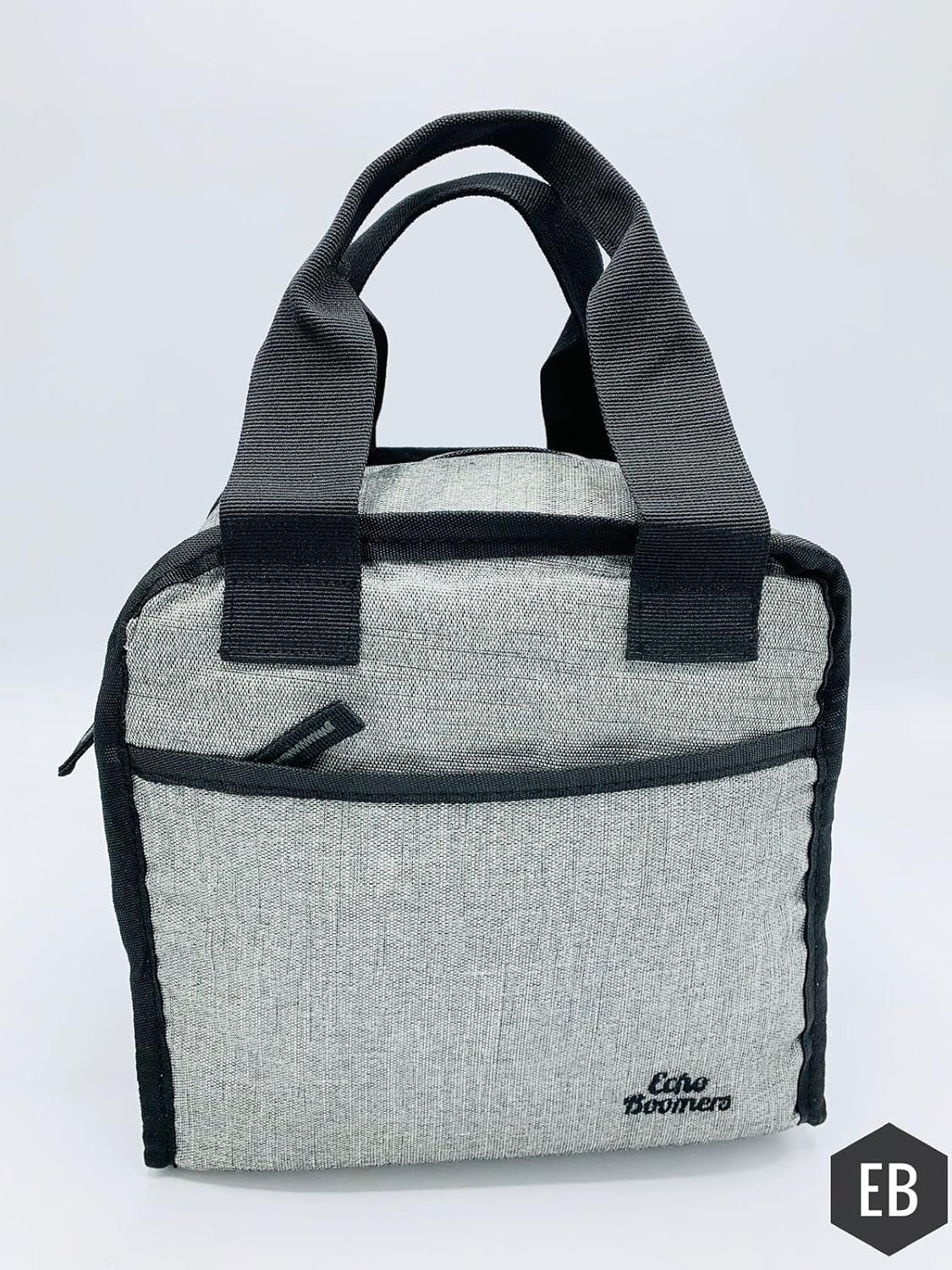 Echo Boomers Silver Colour Solid Border Textured Insulated Tiffin Lunch Bag with Multi Zipper Pockets