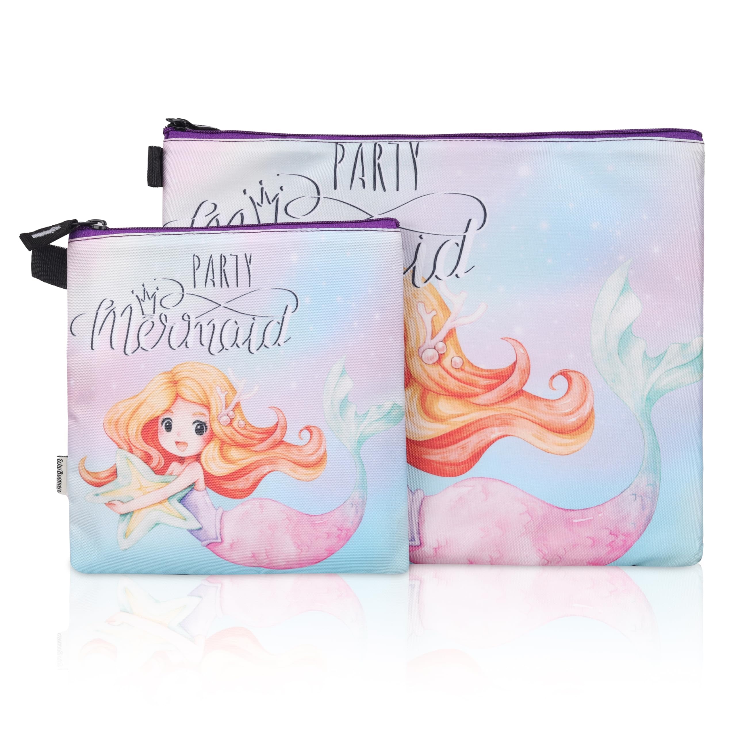 New Twin Mermaid Printed Combo Folder Set Jr. | A4 & Mini Water-Resistant Folders | Cushioned, Padded, Stylish & Washable | Perfect for Documents, Gadgets, Art Supplies, Travel & Kids Accessories