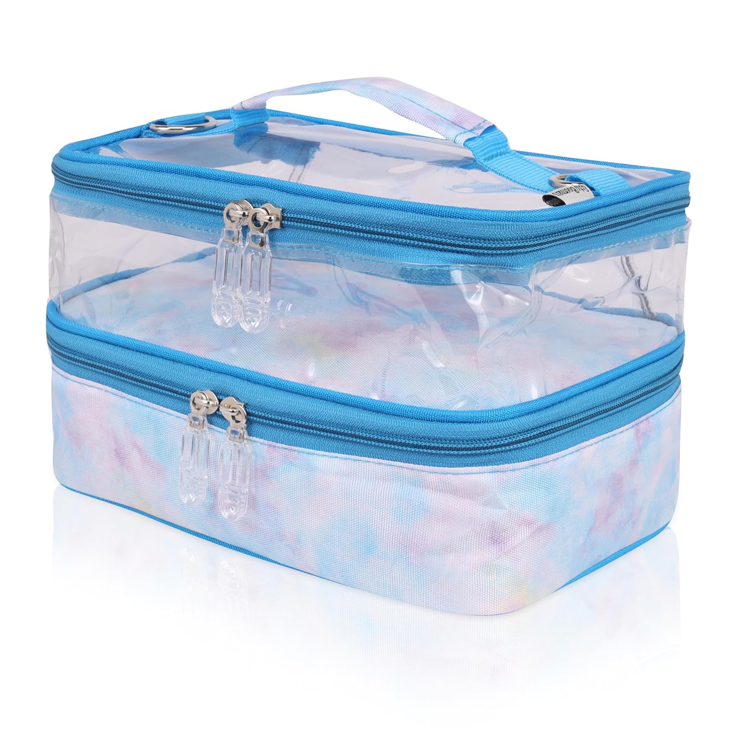 Echo Boomers Solid Small Double-Decker Insulated Lunch Bag with Multi-Zipper Pockets - Sky Blue