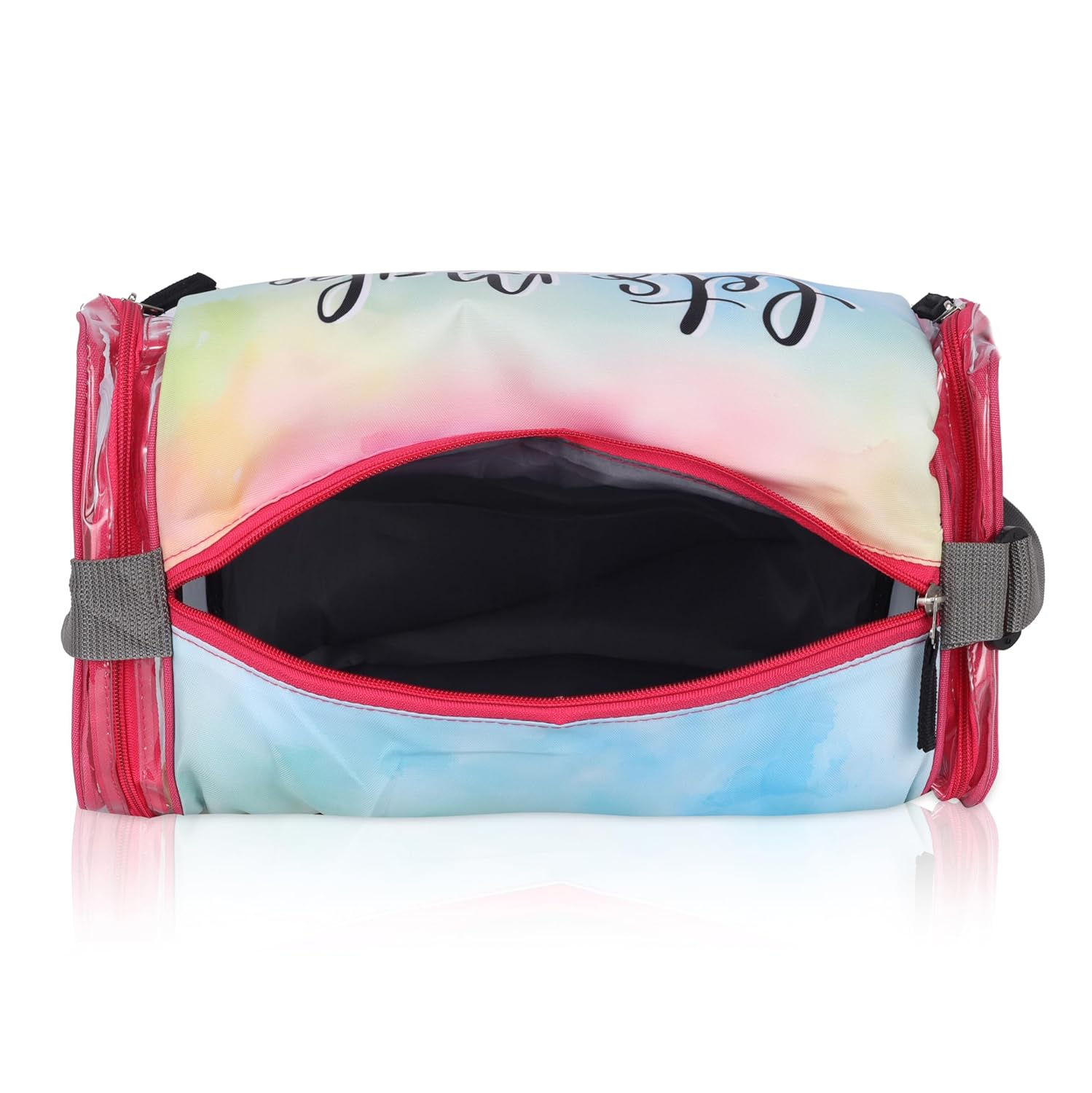 Echo Boomers Pink Tie & Dye Print Square Travel Duffle Gym Luggage Bag with PVC Side Compartments