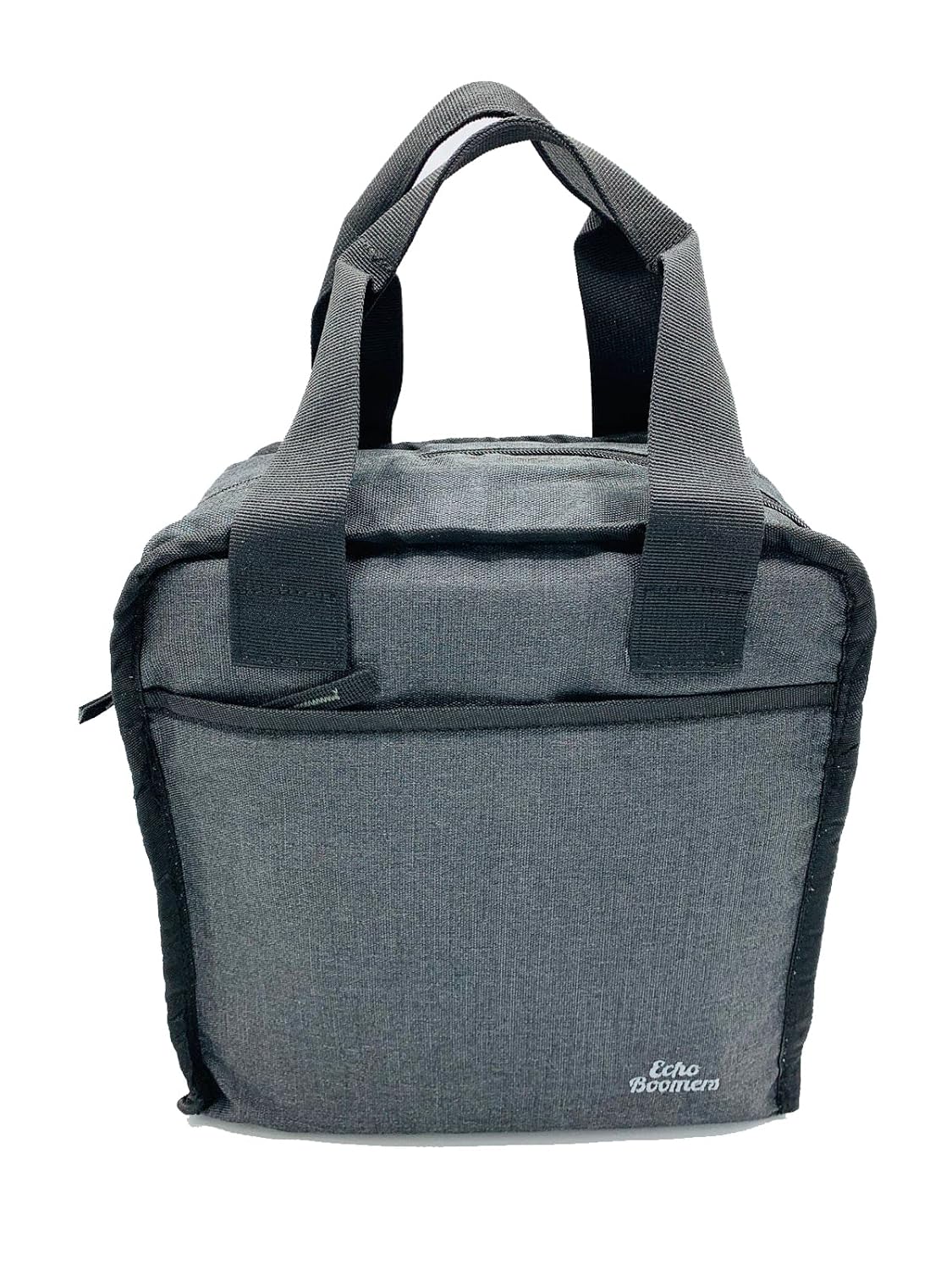 Echo Boomers Grey Colour Solid Border Textured Insulated Tiffin Lunch Bag with Multi Zipper Pockets