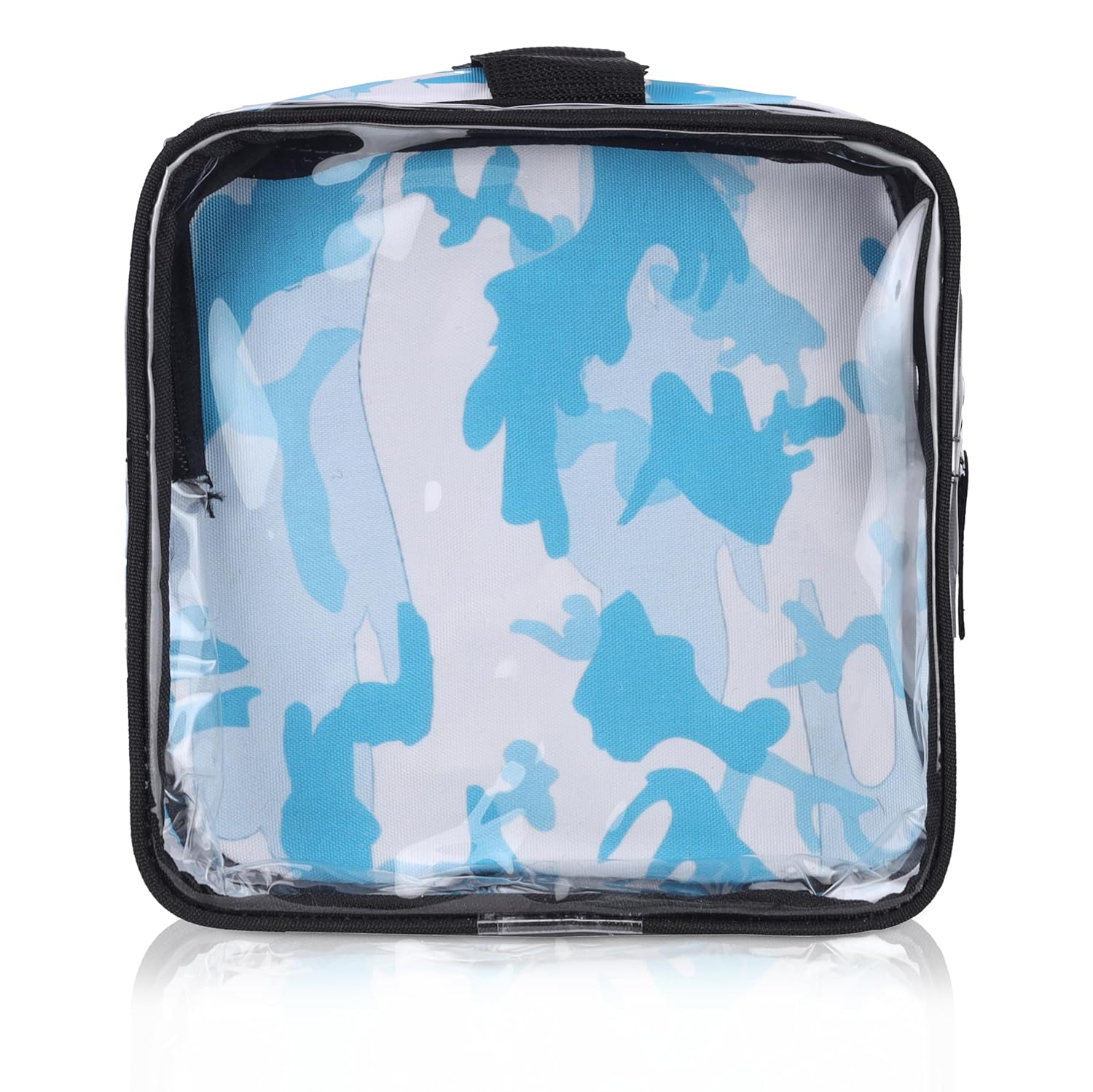 Echo Boomers Blue Camouflage Print Square Travel Duffle Gym Luggage Bag with PVC Side Compartments