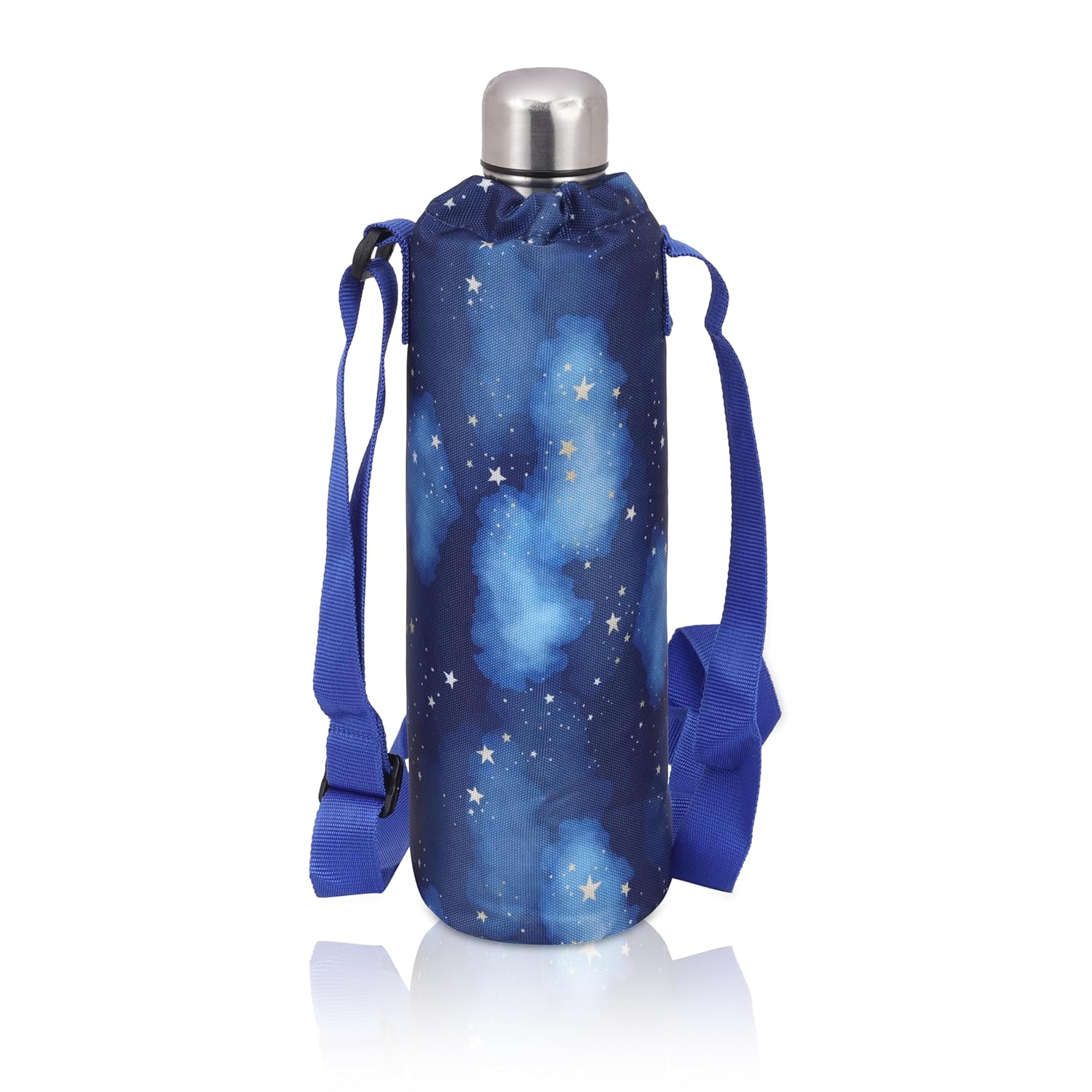 Echo Boomers Space Theme Printed Large Insulated Lunch Bag with Mesh Compartment & Water Bottle Combo - Dark Blue