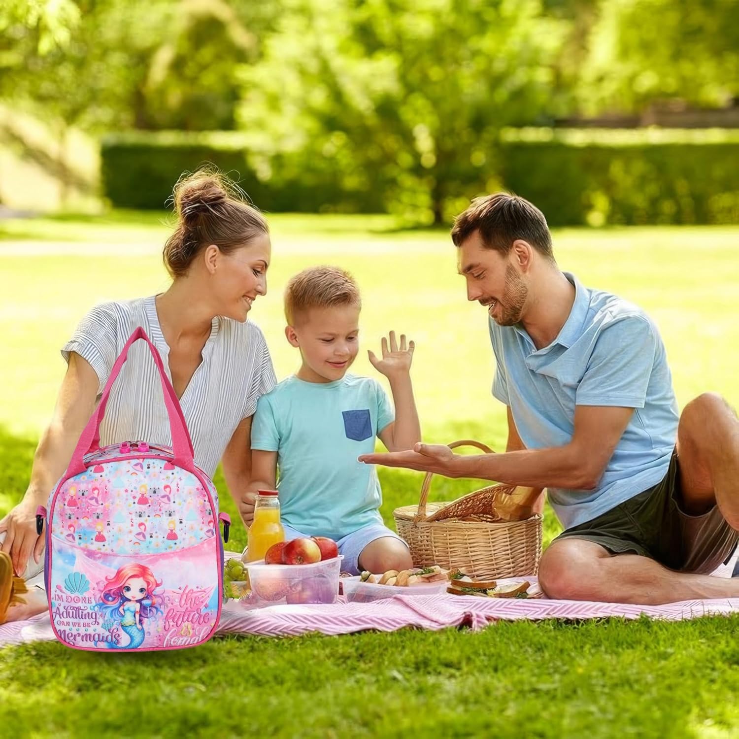 Echo Boomers Mermaid Design Insulated Lunch Bag—Stylish, Leakproof, and High-Performance Temperature Control for Hot/Cold Meals. Ideal for Men, Women, and Kids—Perfect for School, Office, and Travel.