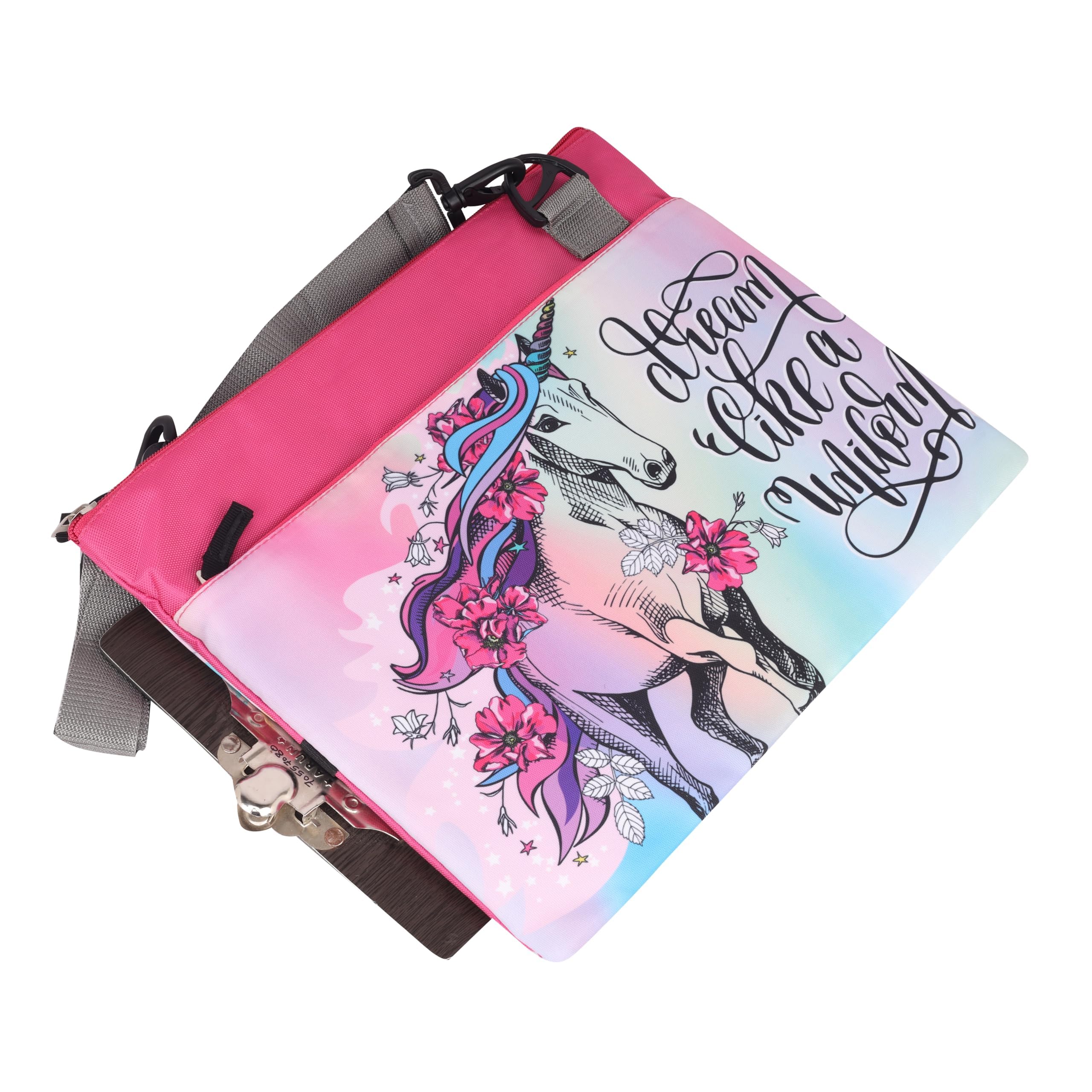 Echo Boomers Unicorn Printed Exam & Activity Sling Bag | 3 Compartments | Cushioned & Detachable Strap | Ideal for Outdoor Travel