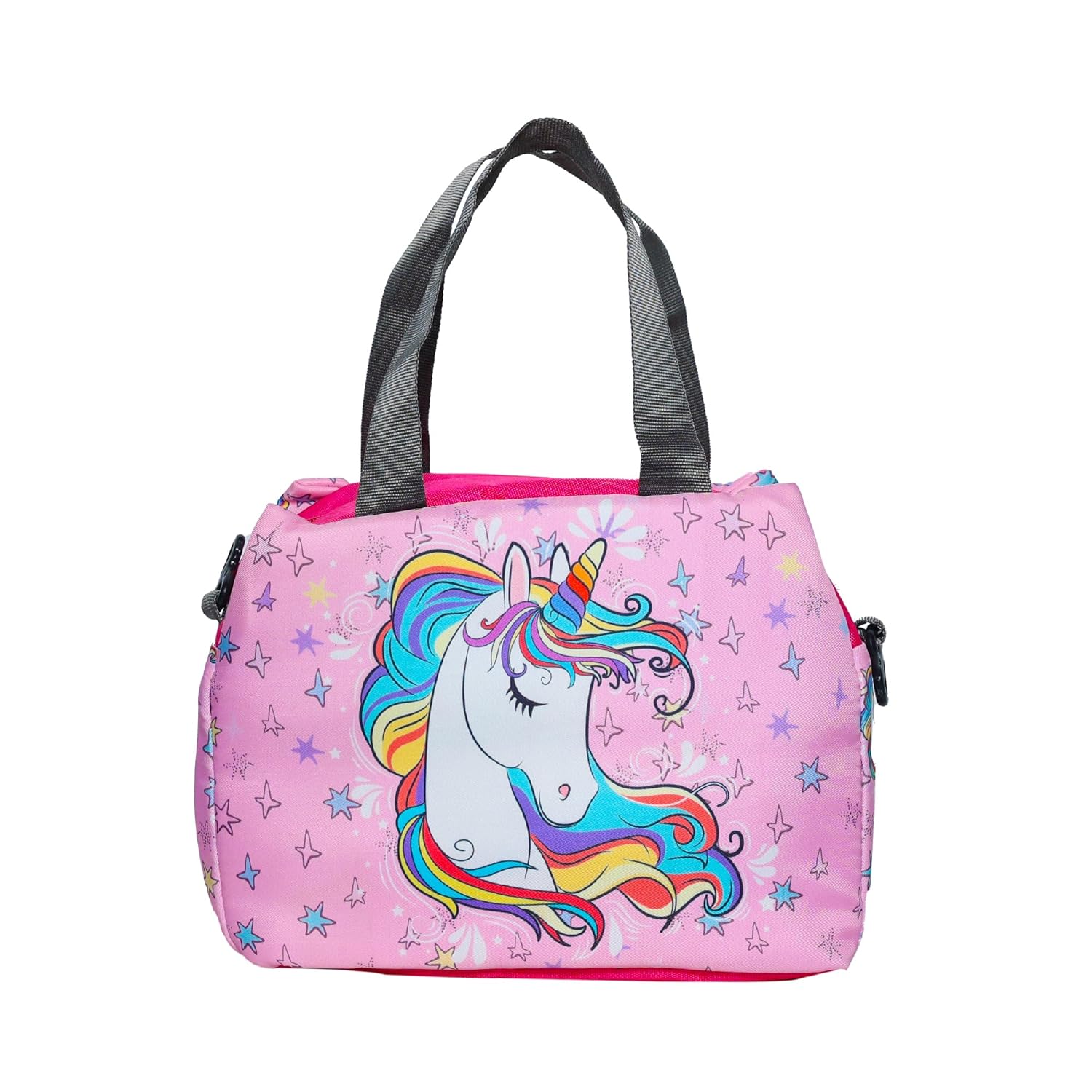 Echo Boomers Unicorn Printed Double Layer Insulated Tiffin Lunch Bag with Multi Zipper Pockets