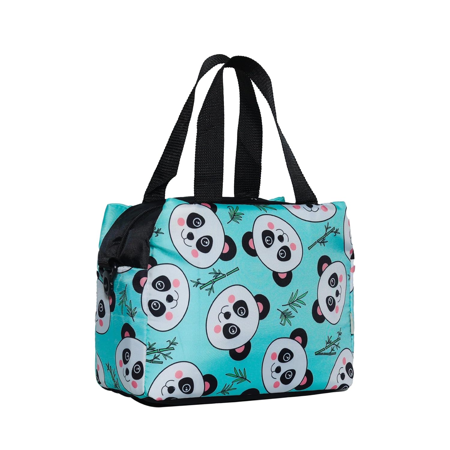 Echo Boomers Panda Printed Double Layer Insulated Tiffin Lunch Bag with Multi Zipper Pockets