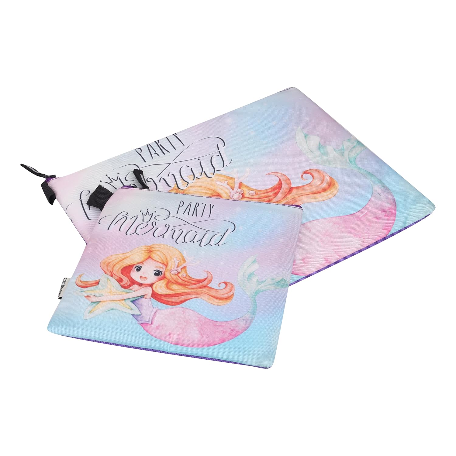 New Twin Mermaid Printed Combo Folder Set Jr. | A4 & Mini Water-Resistant Folders | Cushioned, Padded, Stylish & Washable | Perfect for Documents, Gadgets, Art Supplies, Travel & Kids Accessories