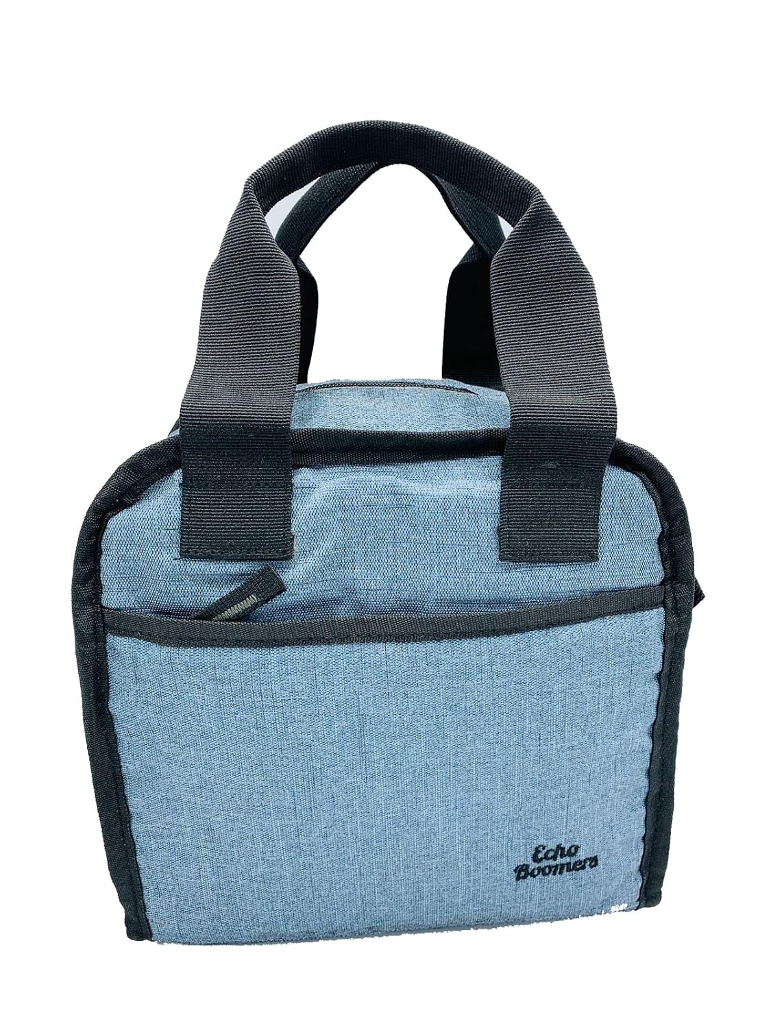 Echo Boomers Blue Colour Solid Border Textured Insulated Tiffin Lunch Bag with Multi Zipper Pockets