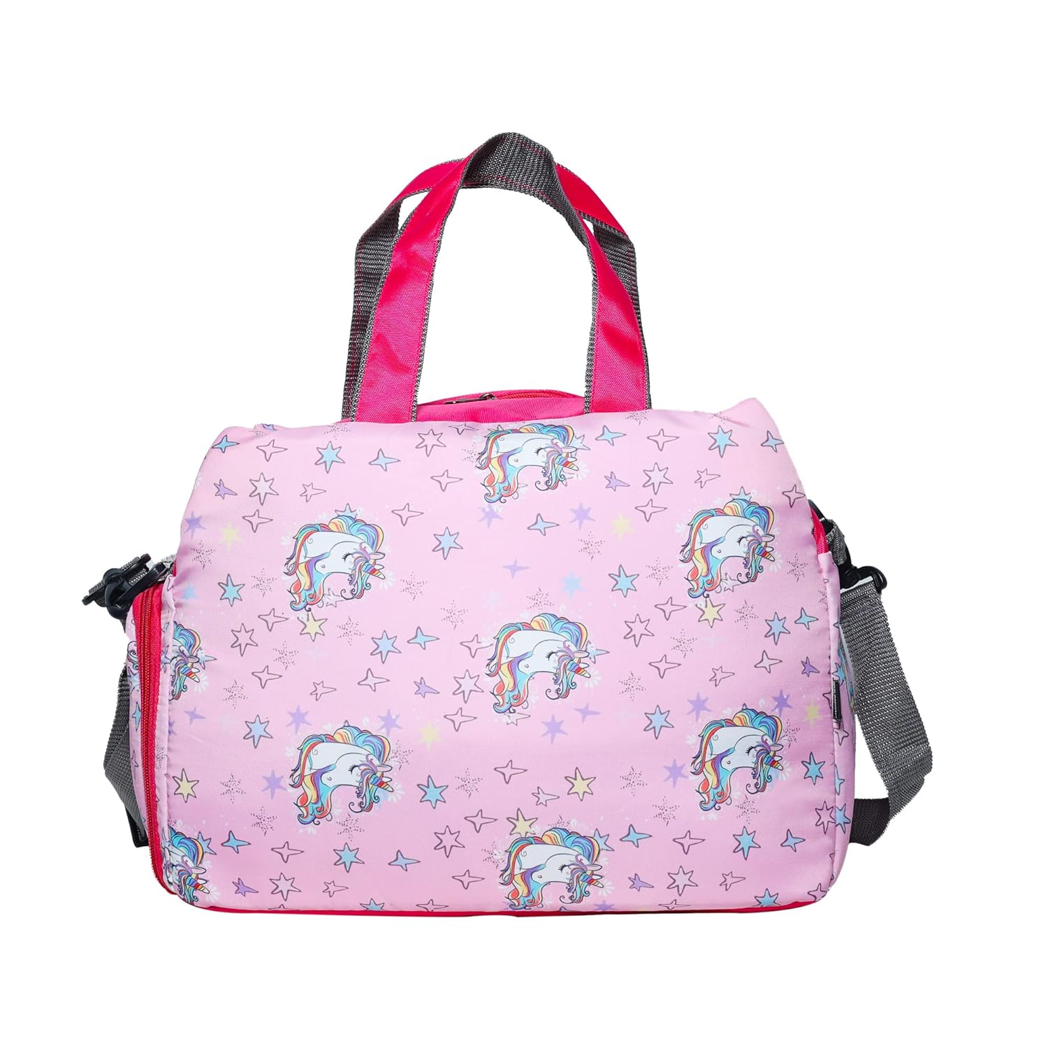 Echo Boomers Pink Unicorn Printed Travel Duffle Bag | Multipurpose Sling Bag with Separate Shoe & Laundry Compartment | Perfect for Kids, Men & Women | Lightweight, Durable, & Stylish Travel Companion