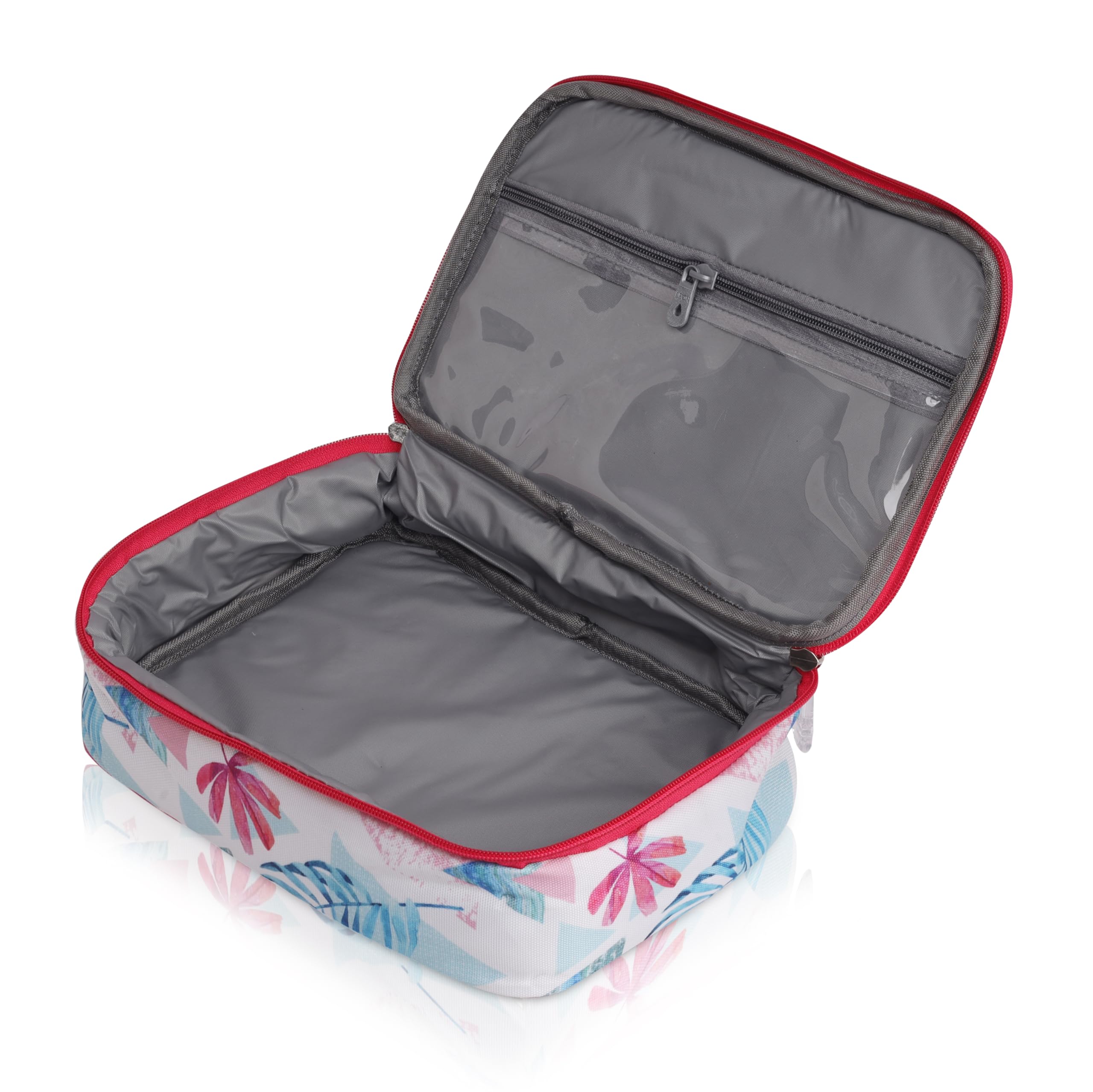 Echo Boomers Emoji Design Small Insulated Lunch Bag with Mesh Compartment & Water Bottle - Pink