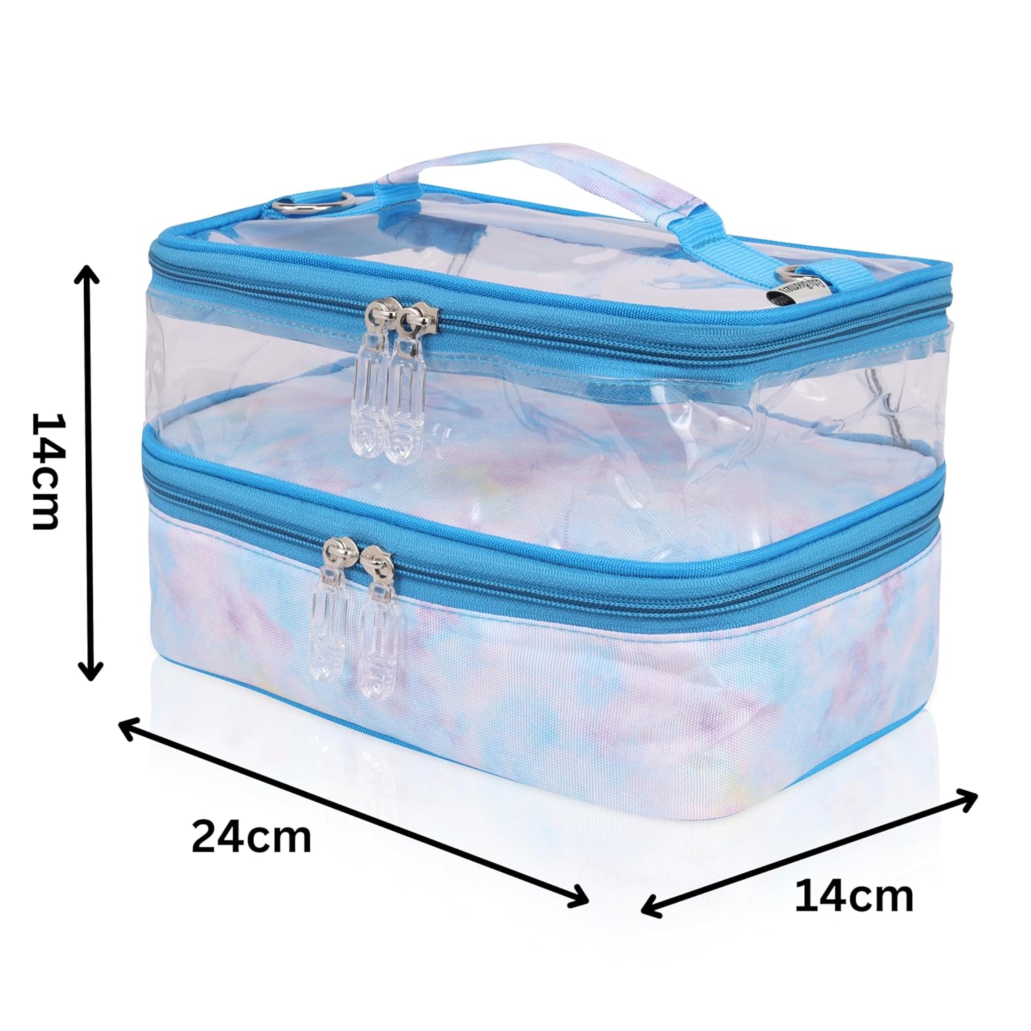 Echo Boomers Solid Small Double-Decker Insulated Lunch Bag with Multi-Zipper Pockets - Sky Blue