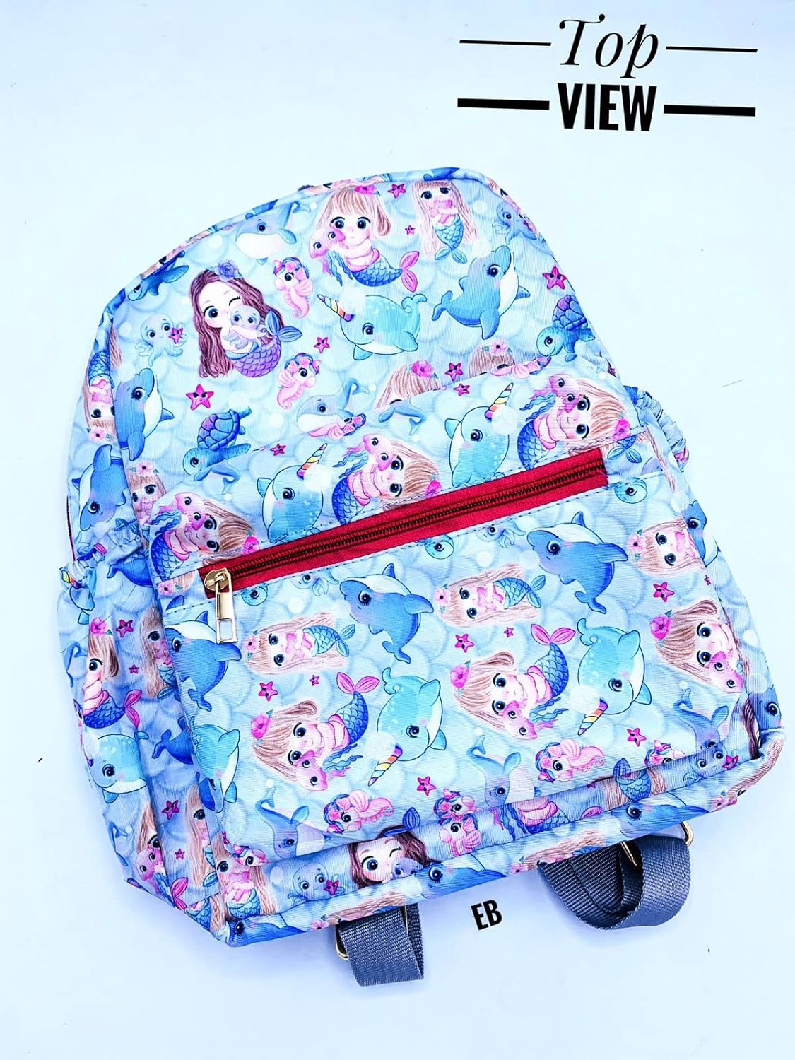 Echoboomers Mermaid Printed Casual Backpacks, 12 inch, Stylish and Trendy backpacks, Water Resistant and Lightweight Mini Bags