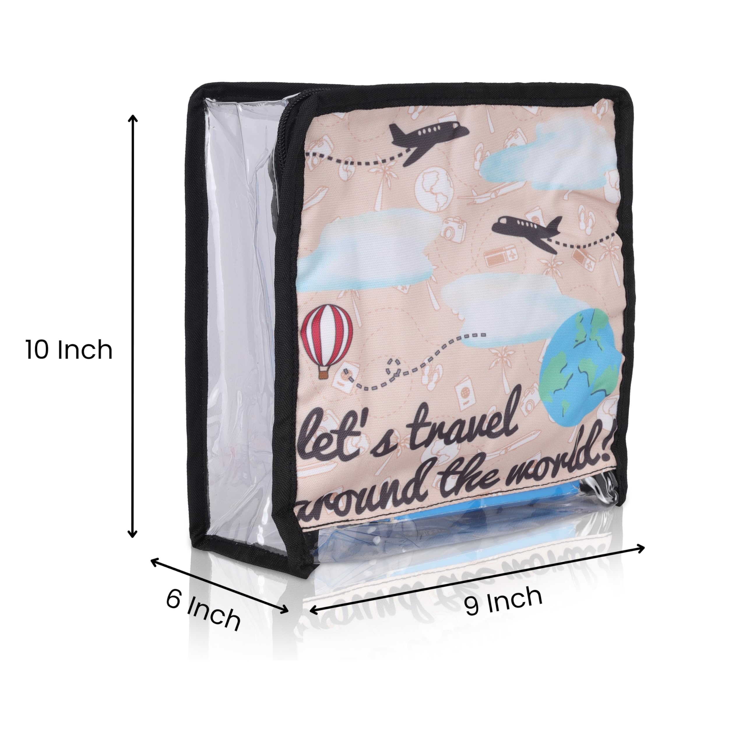 Echo Boomers Wanderlust 4-Piece Travel Organizer Set | Travel accessories - Red and Sky Blue Packing Cubes with Global Travel Print