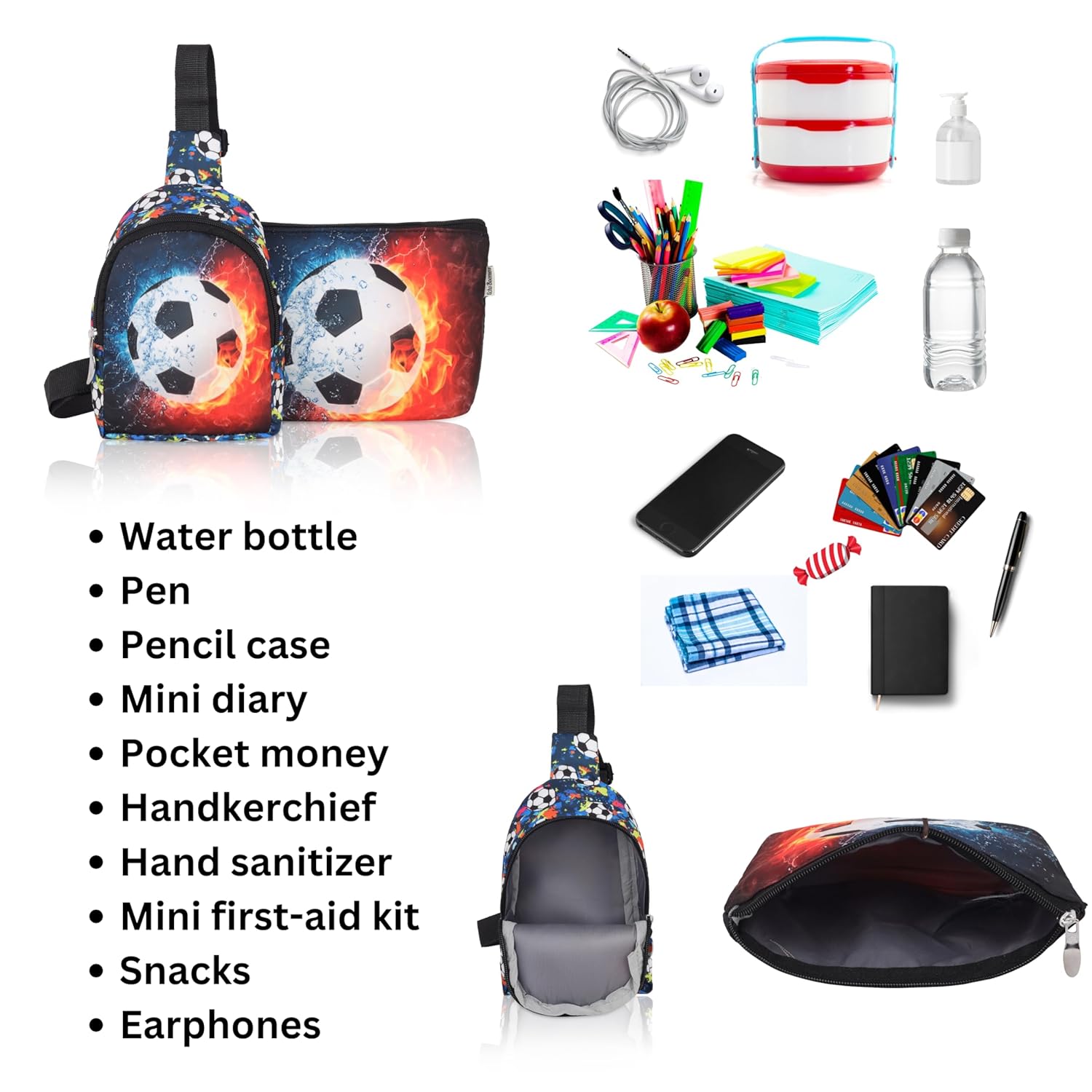 Echo Boomers Football Printed Crossbody Sling Bag | Adjustable Backpack, Waterproof, Anti-Theft, Lightweight, Travel & Outdoor Adventure Gear