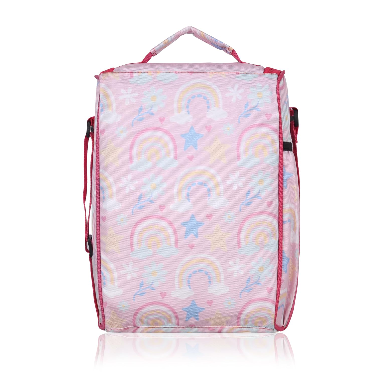 Echo Boomers Unicorn Red/Pink Lunch Bag for Kids | Tiffin Bag with Strap | Unicorn Theme | Ideal for Picnics and School