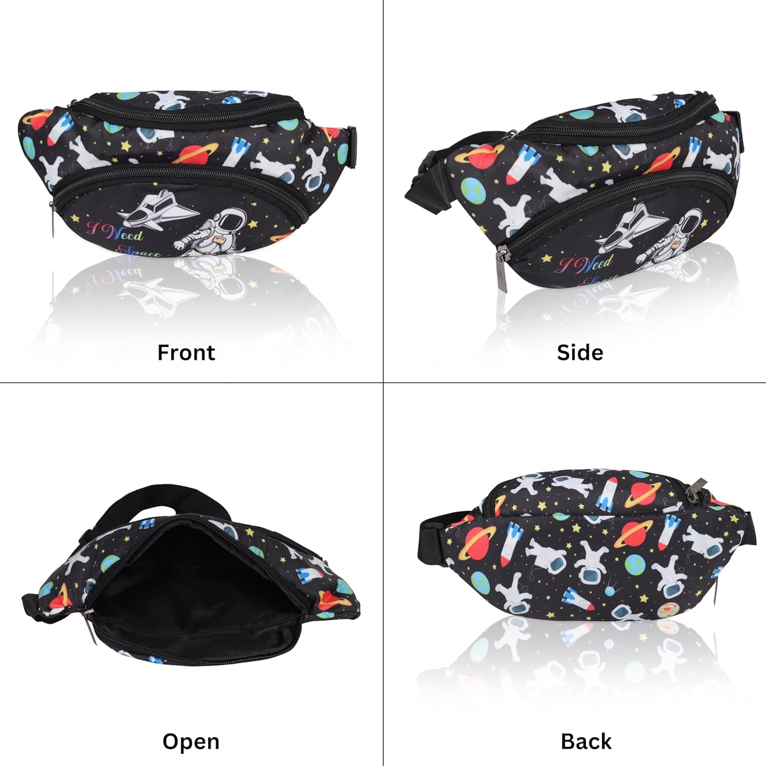 Echo Boomers Space Print Waist Bag – Multi-Purpose Belt Bag, Hip Bag, Crossbody Travel Pouch for Men, Women, Kids – Stylish, Lightweight, and Durable Waist Pack for Travel, Sports, Hiking