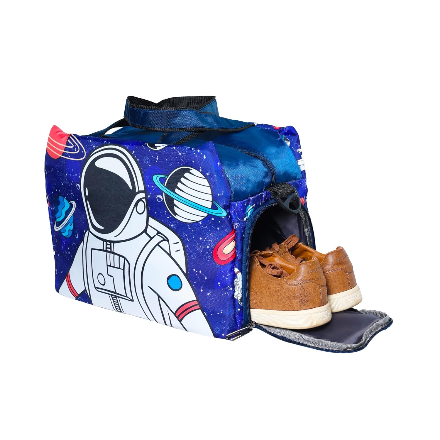 Echo Boomers Space Printed Travel Duffle Bag | Multipurpose Sling Bag with Separate Shoe & Laundry Compartment | Perfect for Kids, Men & Women | Lightweight, Durable, & Stylish Travel Companion