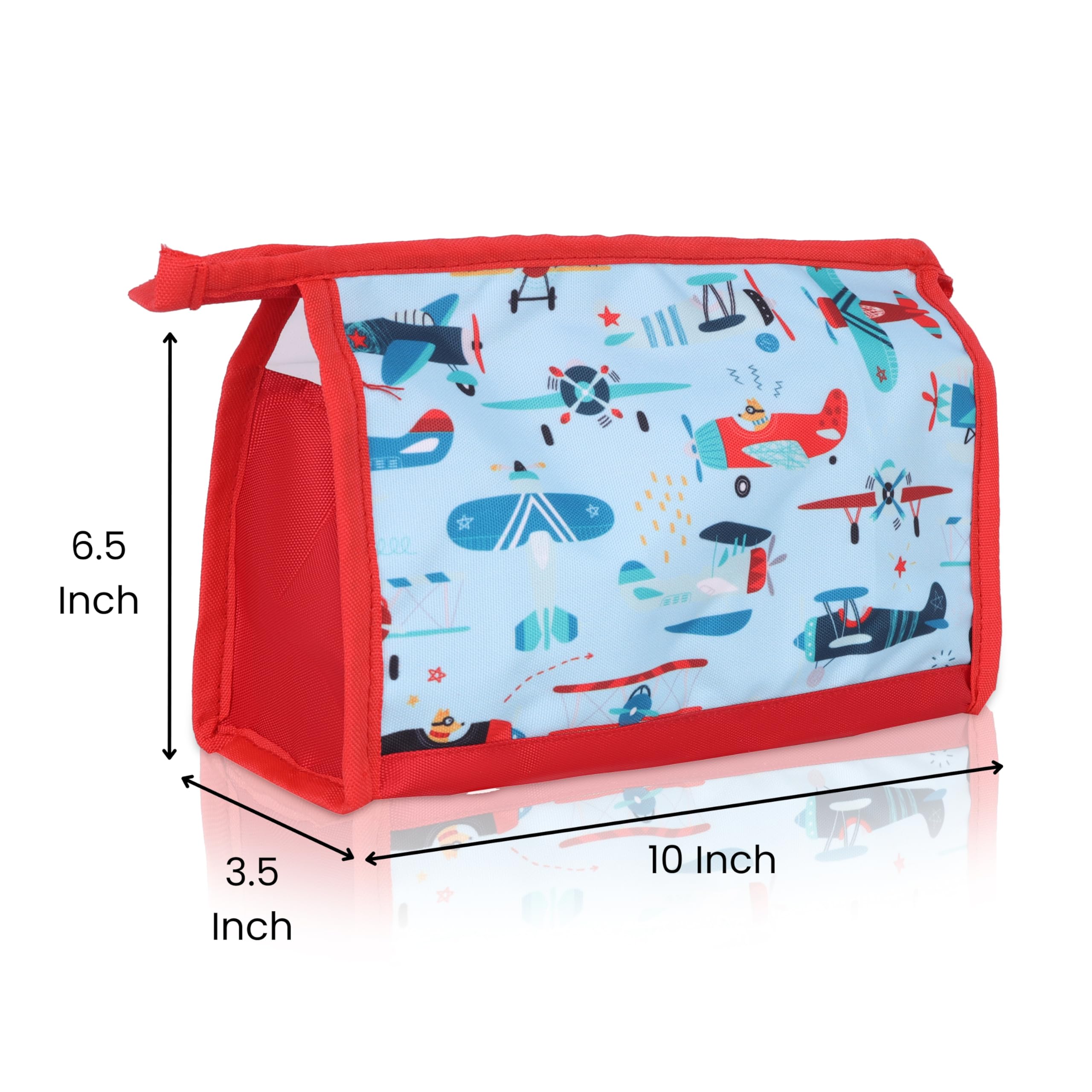 Echo Boomers Time to Fly 4-Piece Travel Organizer Set | Travel accessories - Red and Sky Blue Packing Cubes with Rocket and Airplane Print