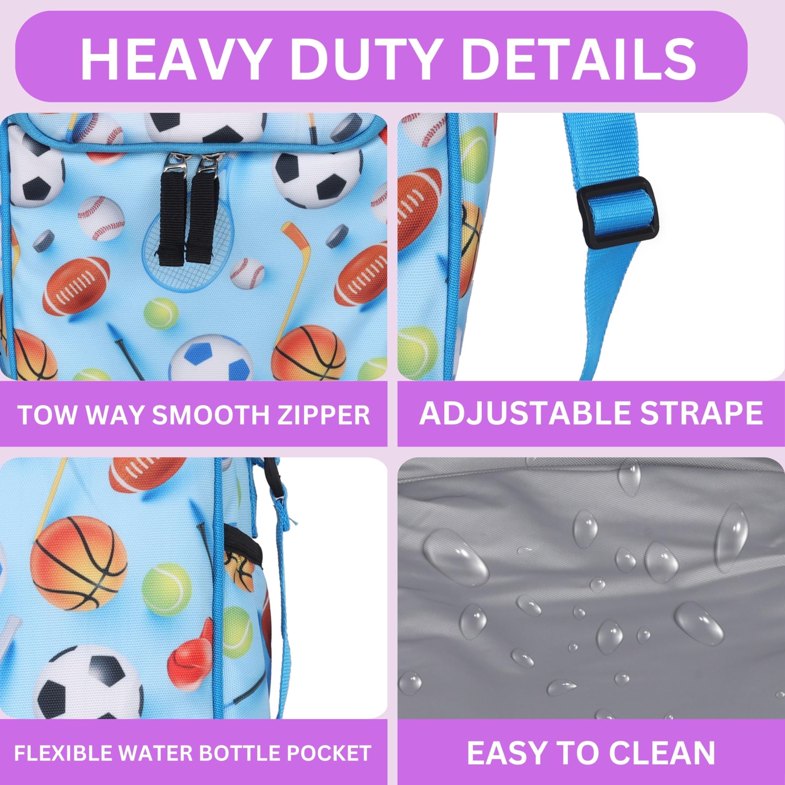Echo Boomers Football/Soccer Push Your Limit Lunch Bag for Kids | Tiffin Bag with Strap | Sports Theme | Ideal for Picnics and School