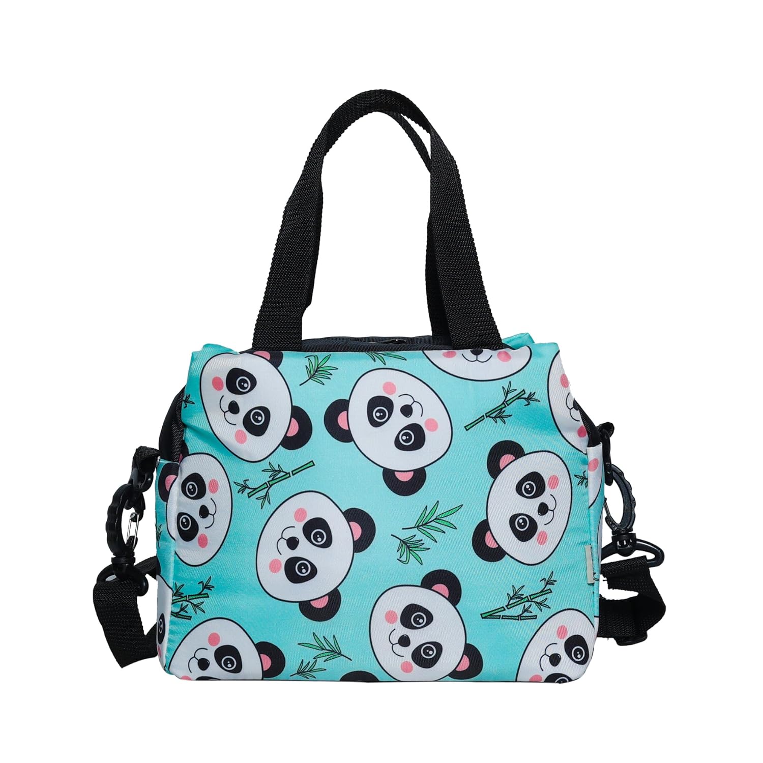 Echo Boomers Panda Printed Double Layer Insulated Tiffin Lunch Bag with Multi Zipper Pockets