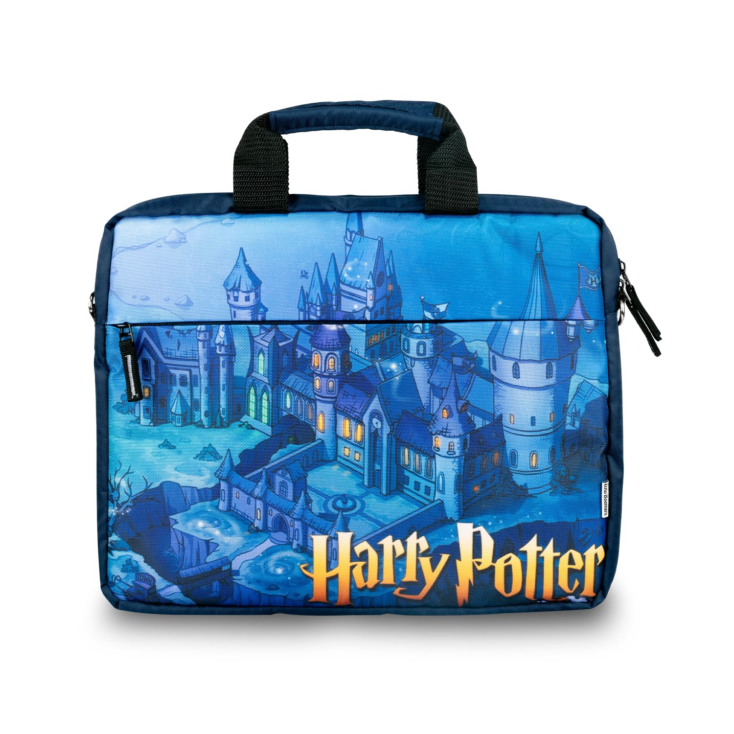 Echo Boomers Harry Potter Printed Blue Colour Multi Pocket Sling Laptop Bag with Detachable Strap