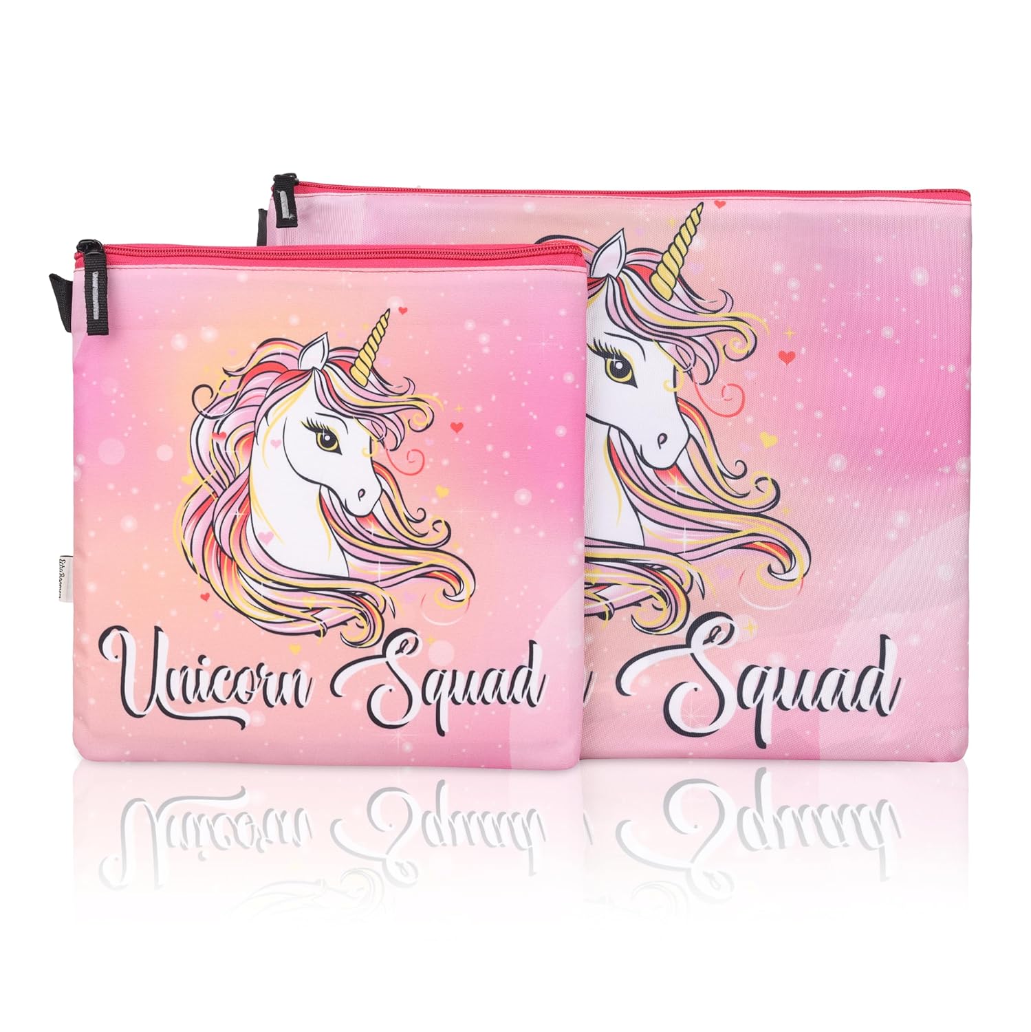 Echo Boomers Pink Unicorn Printed Twin Folder Set | Padded & Waterproof | A4 Document Holder & Tablet Sleeve | Stylish & Protective