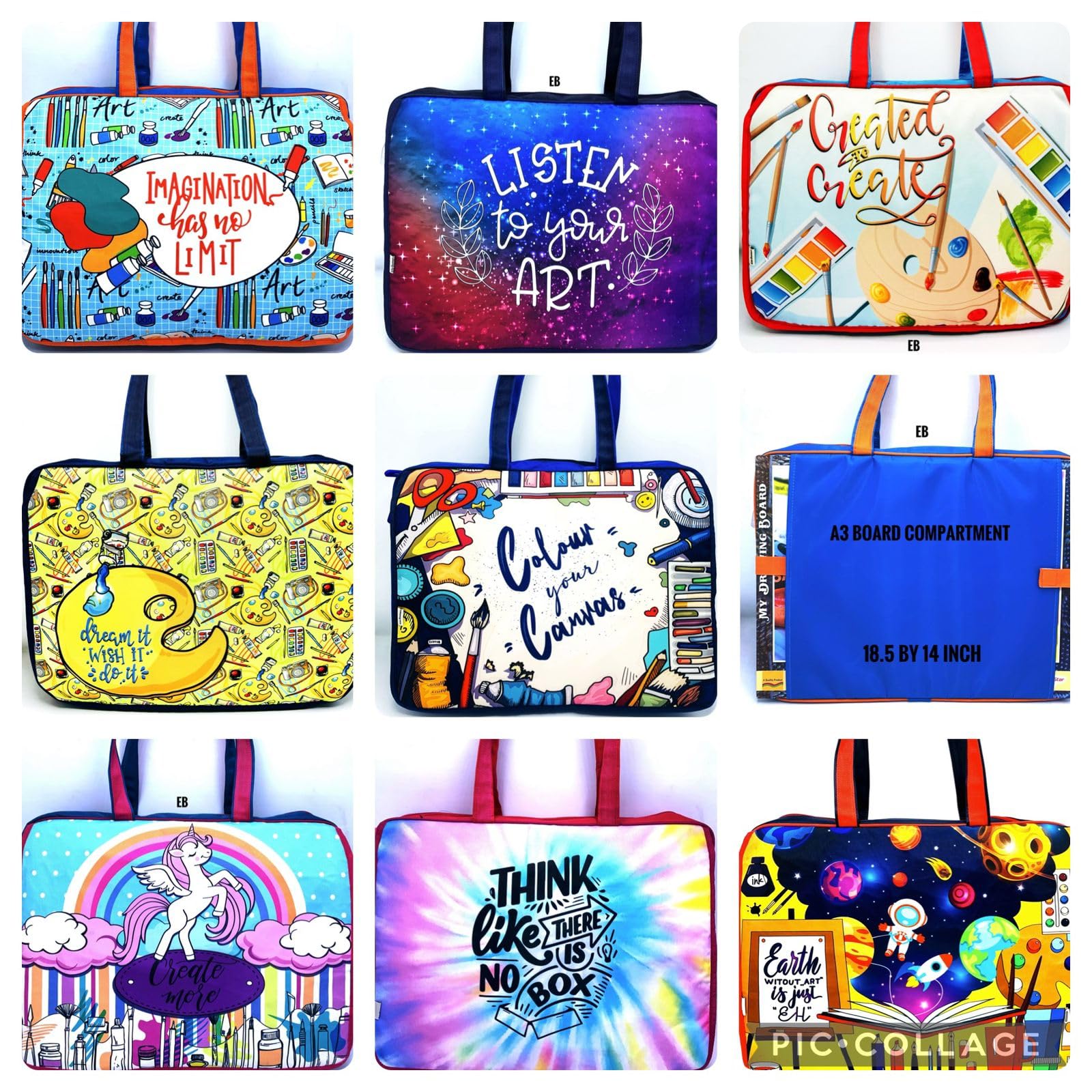 Echo Boomers Colour Brushes Design Art Super A3 Size Drawing/Activity Bags with Multiple Pockets - Pack of 1