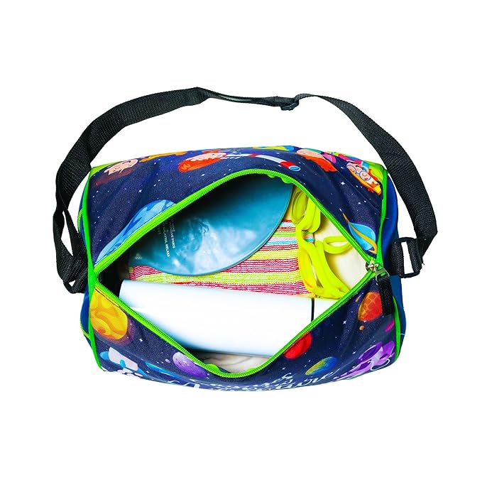 Echo Boomers Blue Space Time Printed Swimming Gym Travels Triangle Duffle Bags