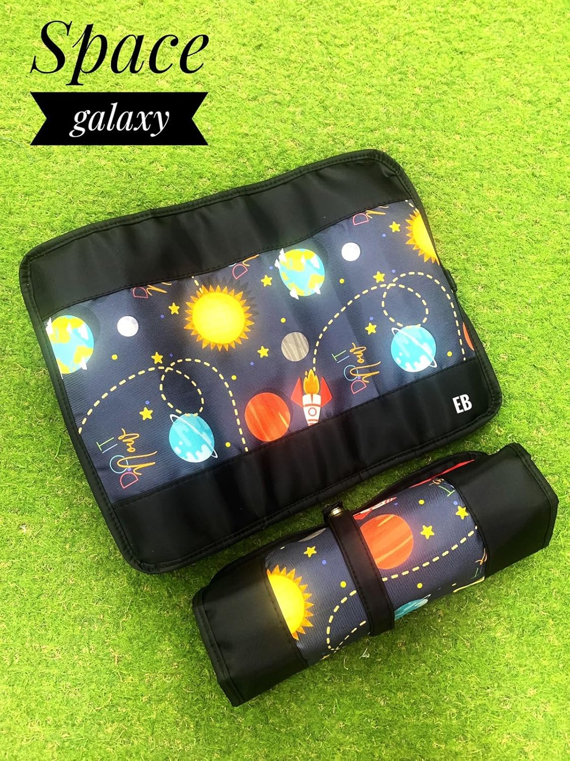 Echo Boomers Galaxy Design Print Roll Up Fine Art Brush Holder/Brush Bag/Brush Organizer for Professional Artist for Painting