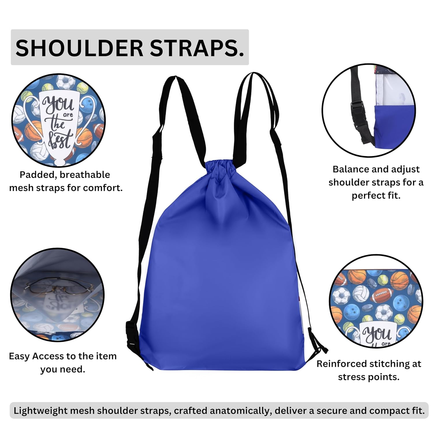 Echo Boomers Printed Drawstring Bag – Water-Resistant, Adjustable Straps, Spacious Main Compartment.