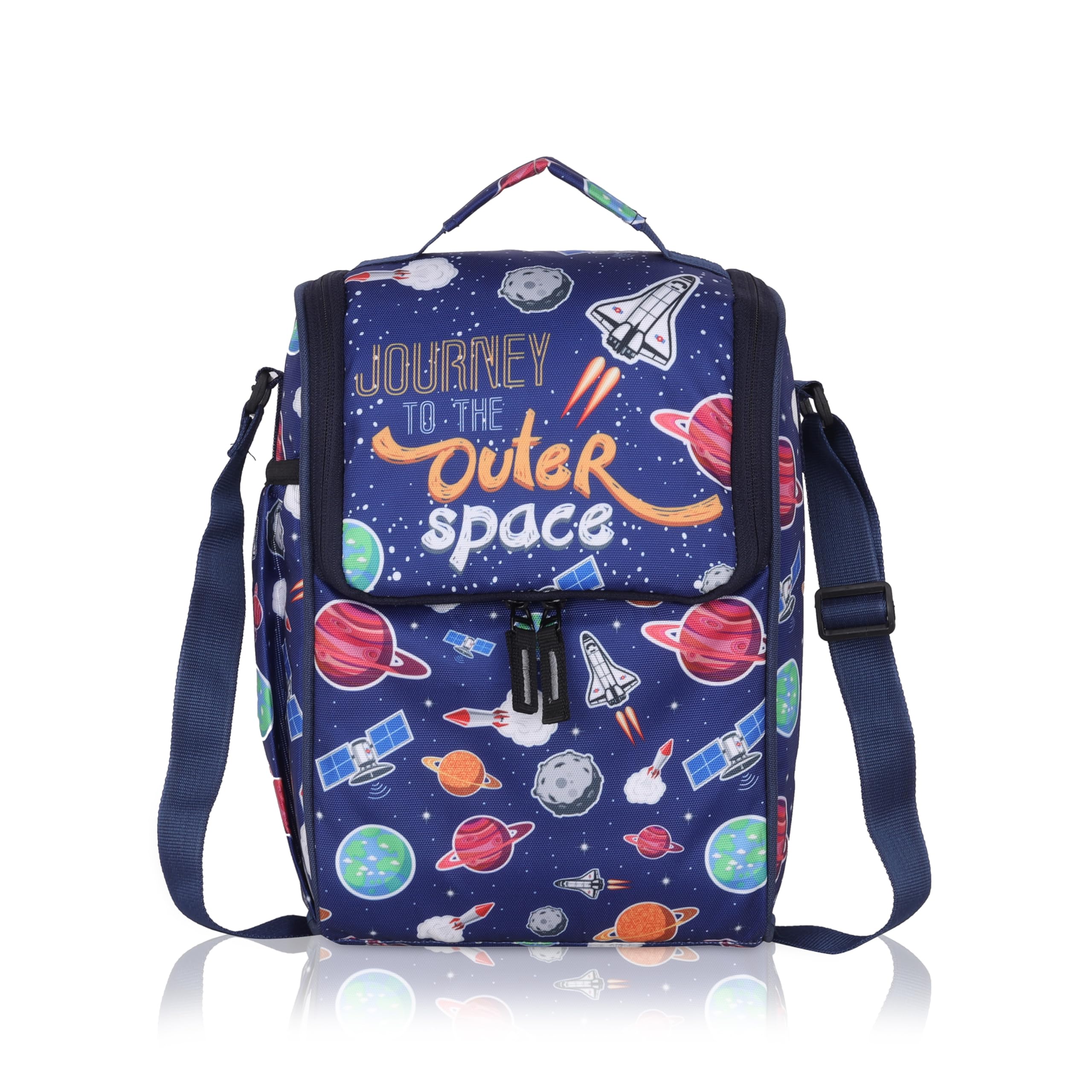 Echo Boomers Space Explorer Lunch Bag for Kids | Blue Tiffin Bag with Strap | Outer Space Theme | Ideal for Picnics and School