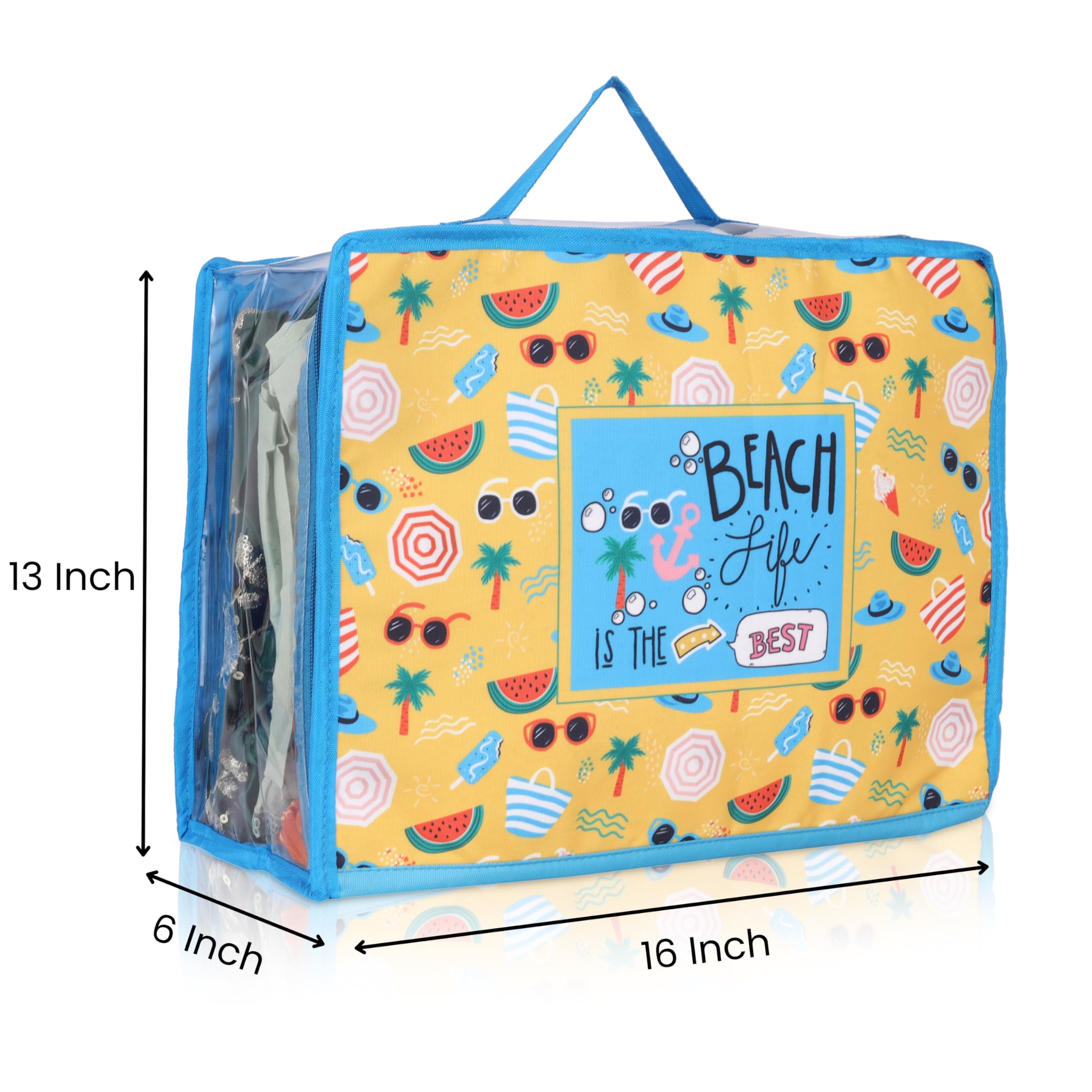 Echo Boomers Beach Vibes 4-Piece Travel Organizer Set | Travel accessories - Red and Sky Blue Packing Cubes with Beach Print