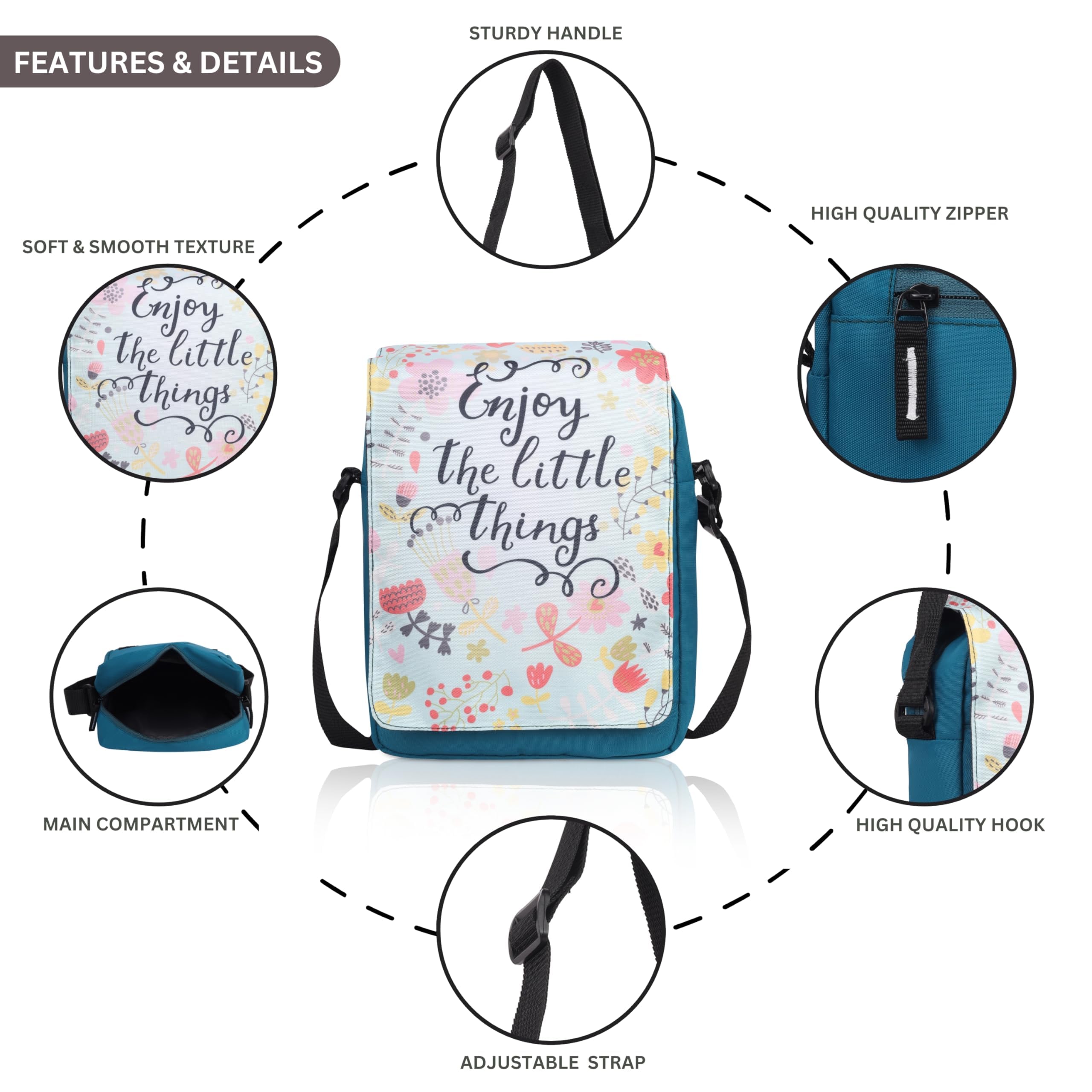 Echo Boomers Text Printed Adjustable Shoulder Strap | Water-Resistant | Anti-Theft Design | Compact & Lightweight Sling
