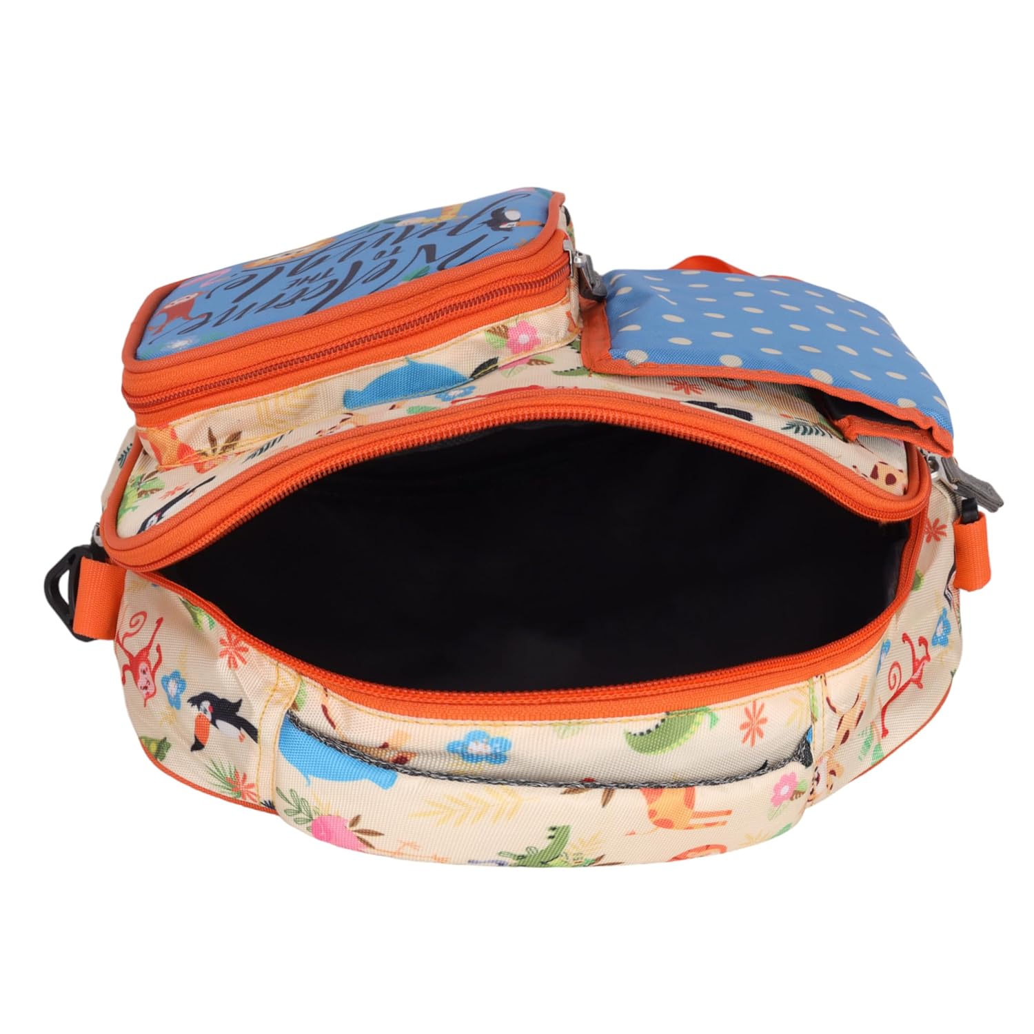 Echo Boomers Bleu Animal Print Insulated Tiffin Lunch Bags for Kids with Multi Zipper Pockets