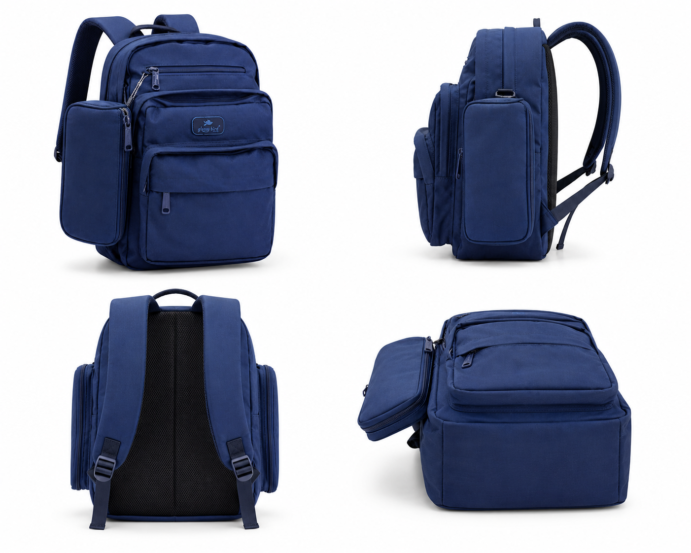 Echo Boomers Glossy Bird Everyday Backpack with Pencil Pouch| Lightweight Water-Resistant Travel, School, College & Office Backpack with Multiple Compartments
